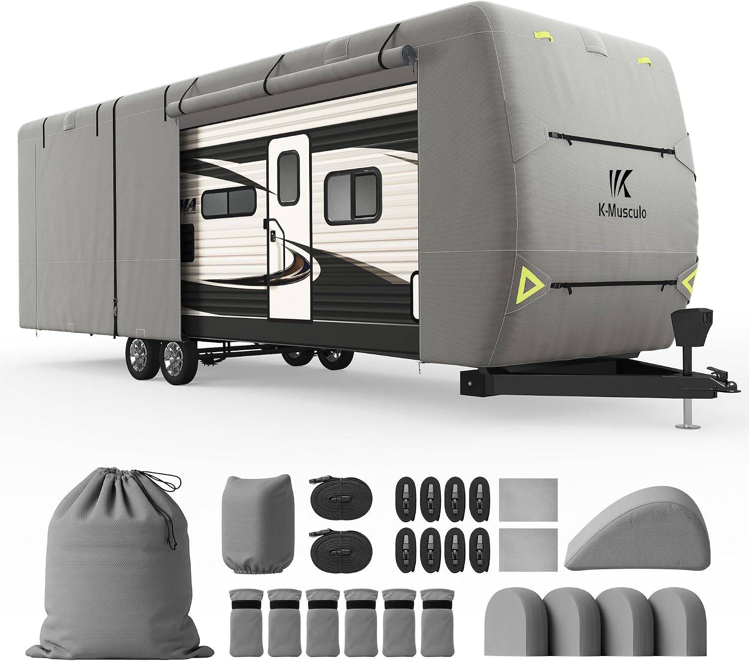 K-Musculo RV Cover, 20-22 FT Heavy Duty Travel Trailer Cover