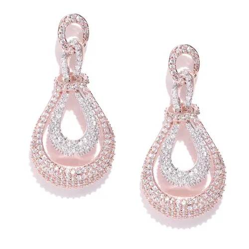 Rose Gold Teardrop Dangle Earrings - photo 3