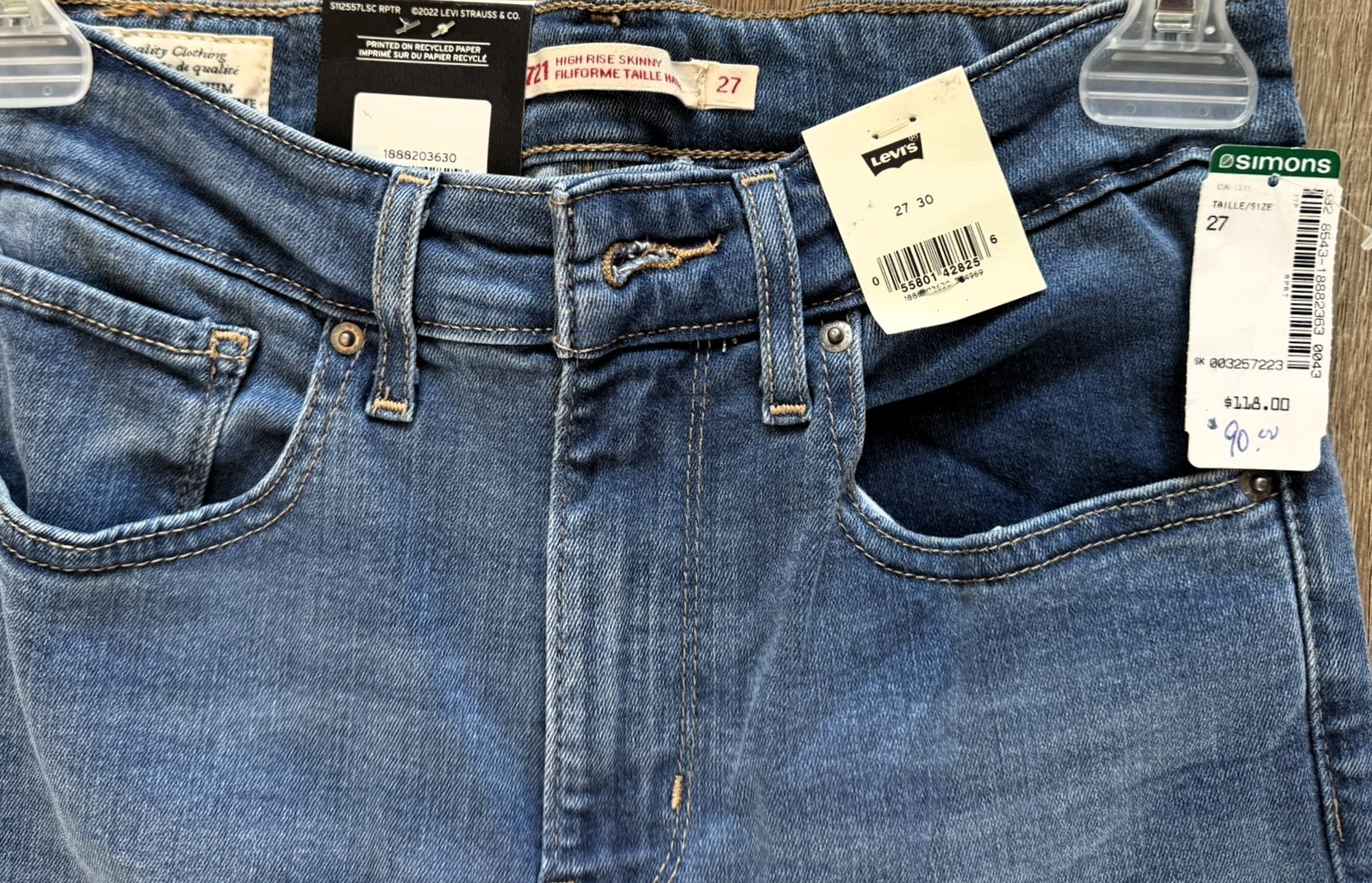 NEW Levi's 721 Skinny Jeans / Jeans Levi's 721 Filiforme NEUF