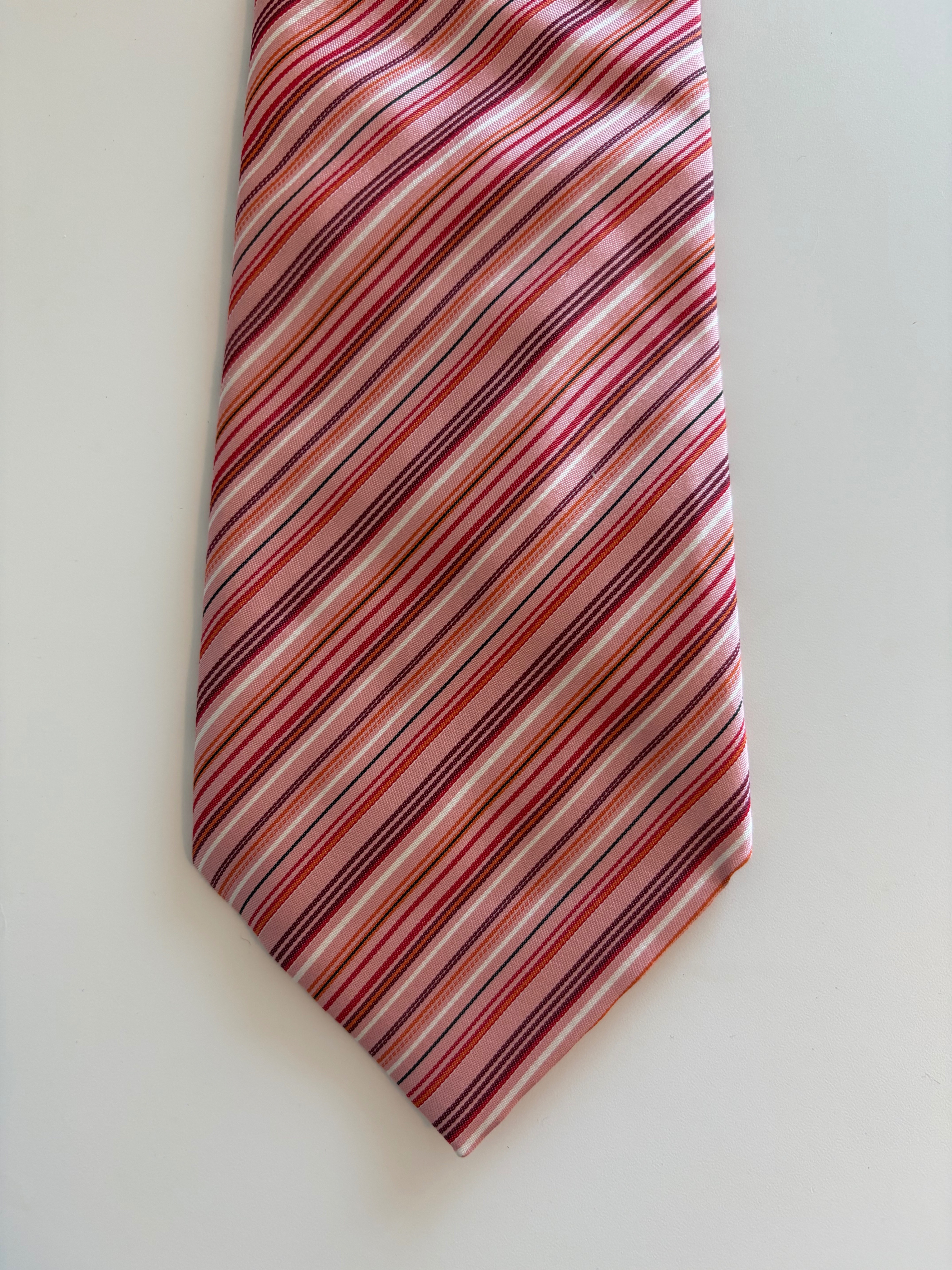 Lacoste Pink Multicolor Striped Silk Tie 100% Silk - photo 2