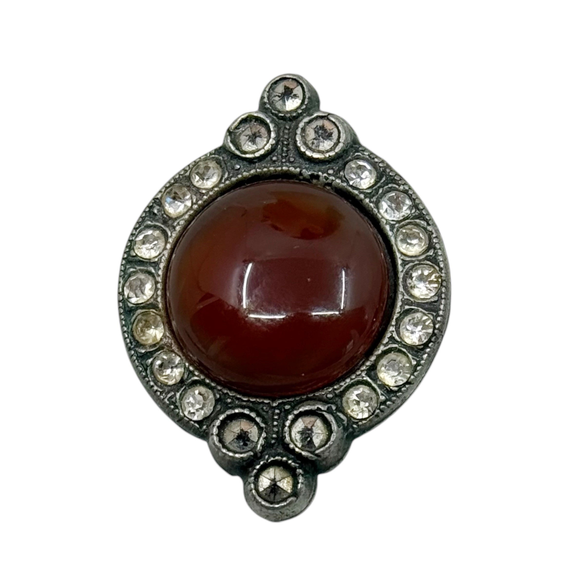 Silver Plated carnelian rhinestone & marcasite stud earrings - photo 4