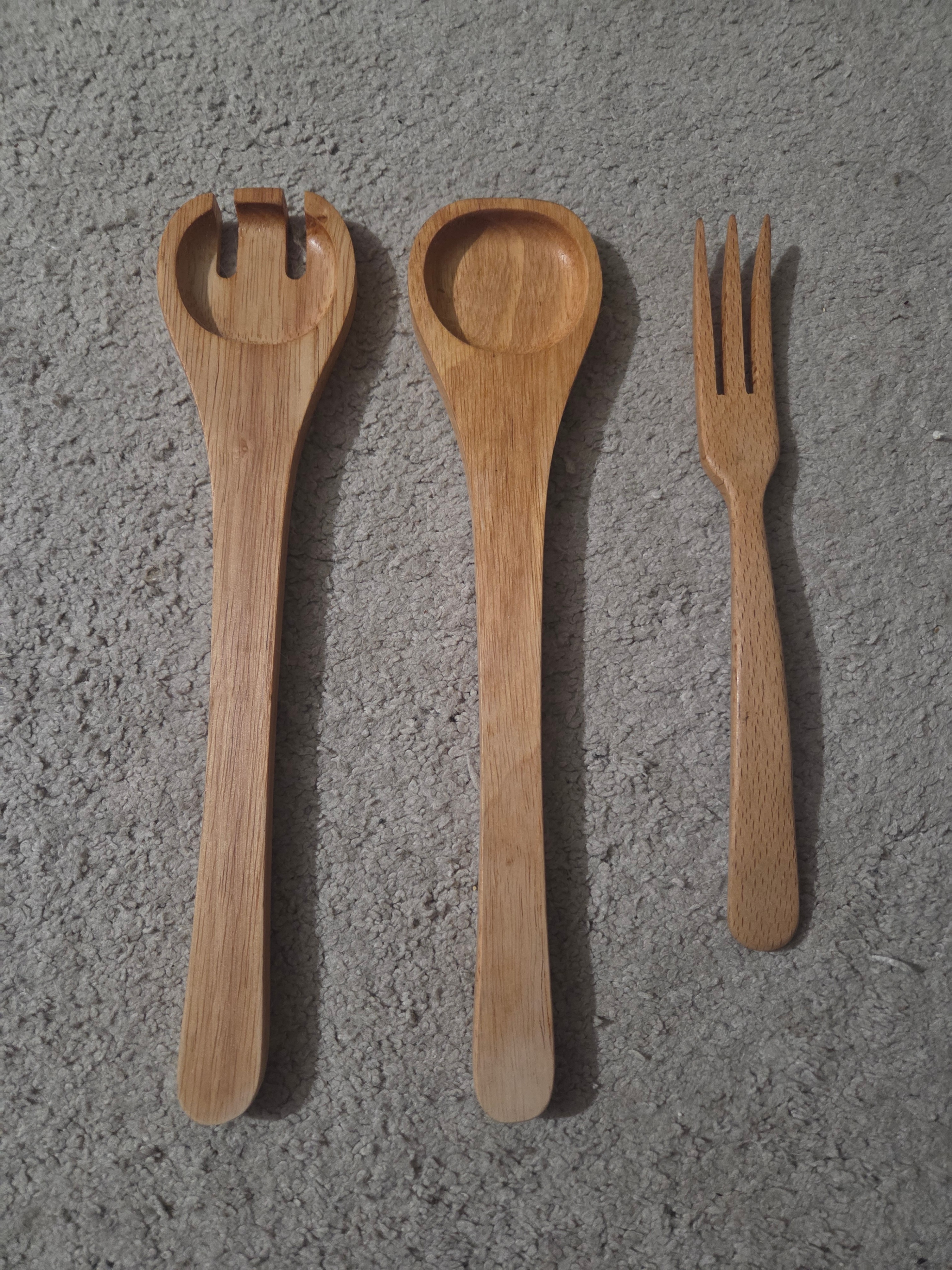 3-Piece Wooden Salad Serving Set, 2x 12" & 10"