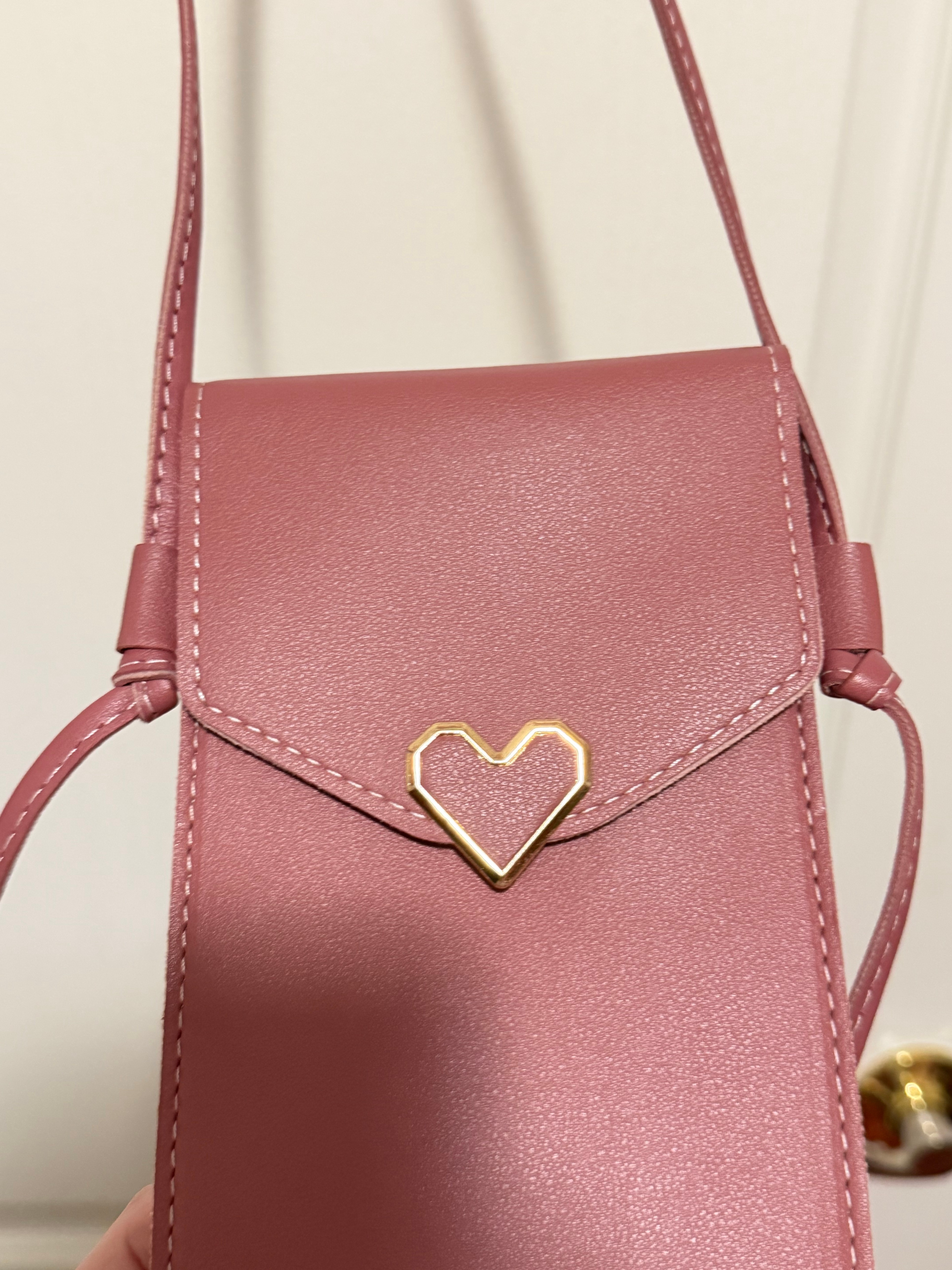 Red Crossbody Phone Bag with Heart Detail