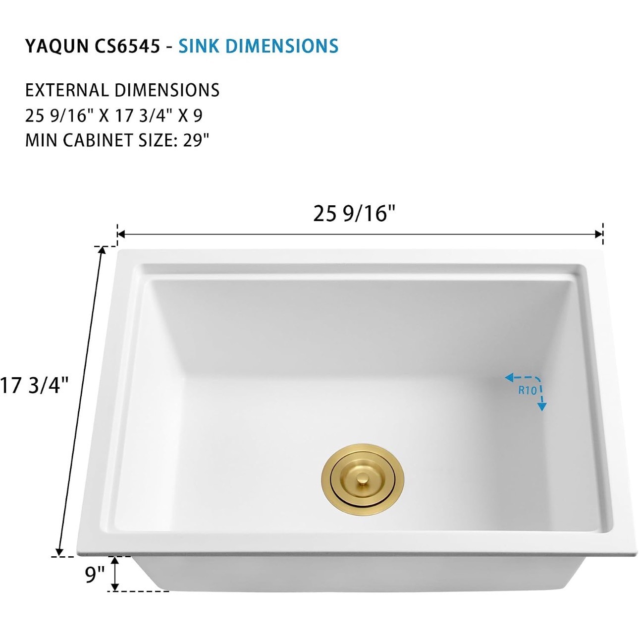 White Granite Quartz Kitchen Sink 25.59"X17.72" Large Deep Bowl - photo 4