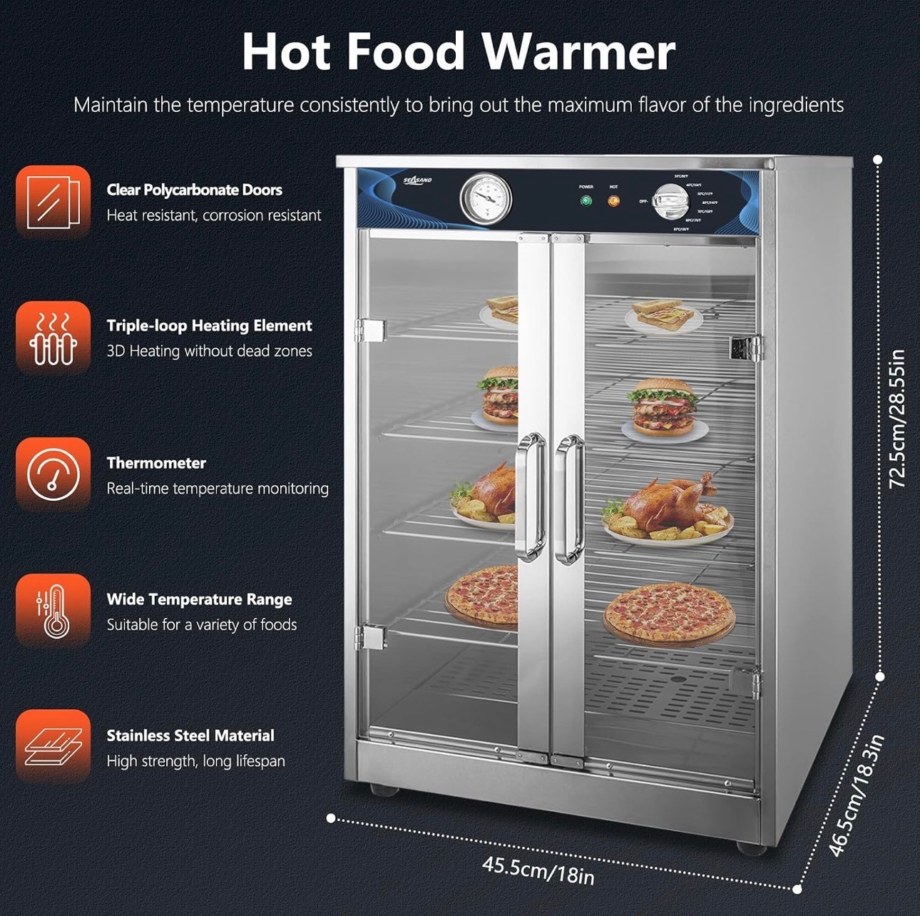 Electric Catering Food Warmer 5-Shelfs Countertop Heated Cabinet - photo 3