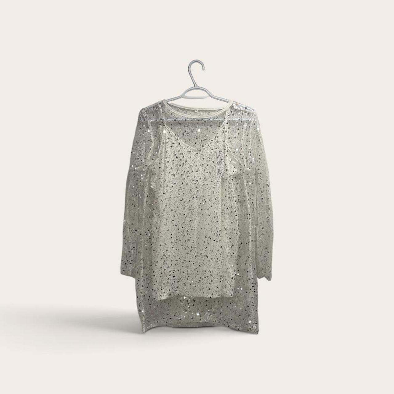 Silver Sequin Tunic Top – Size M – Brand New - photo 3