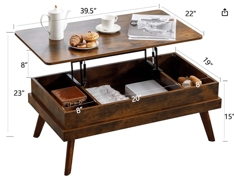 Lift-Top Coffee Table with Hidden Storage - photo 2