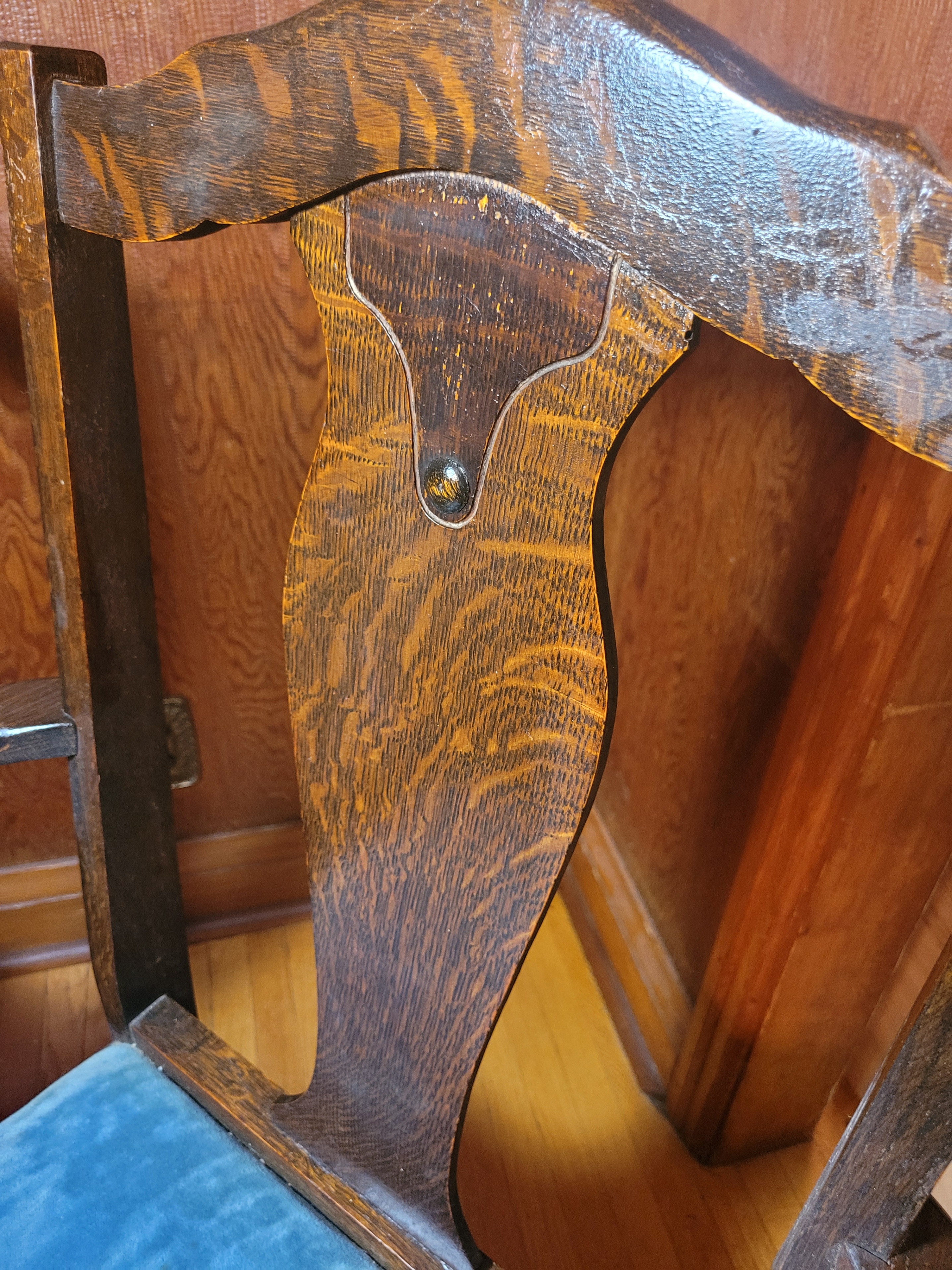 1910 Antique Quarter Sawn Tiger Oak Dining Chairs Set of 4 - photo 2