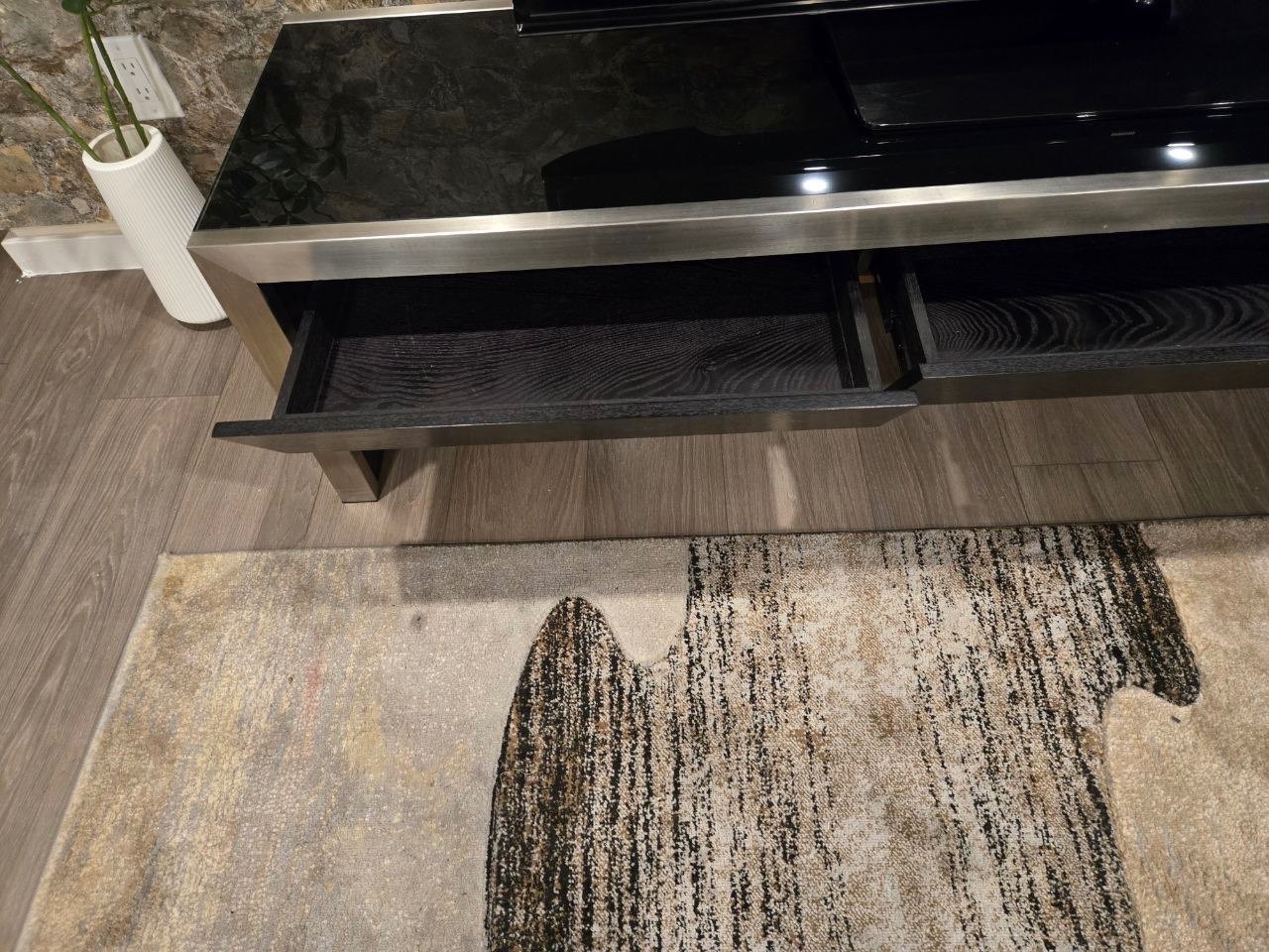 Modern Media Console with Glass Top - photo 3