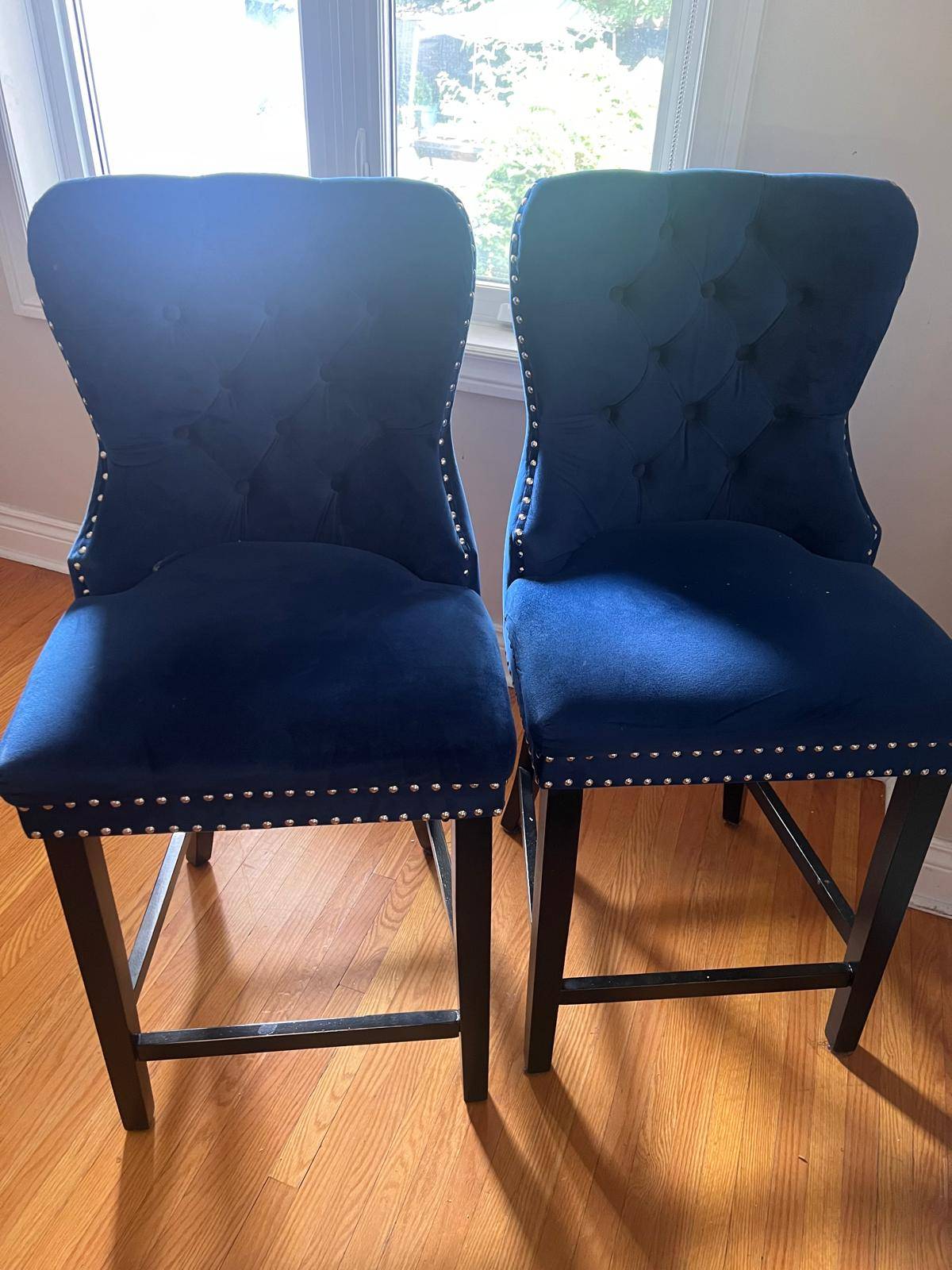 Baxton Studio Howell Fabric Counter Stools in Navy Blue