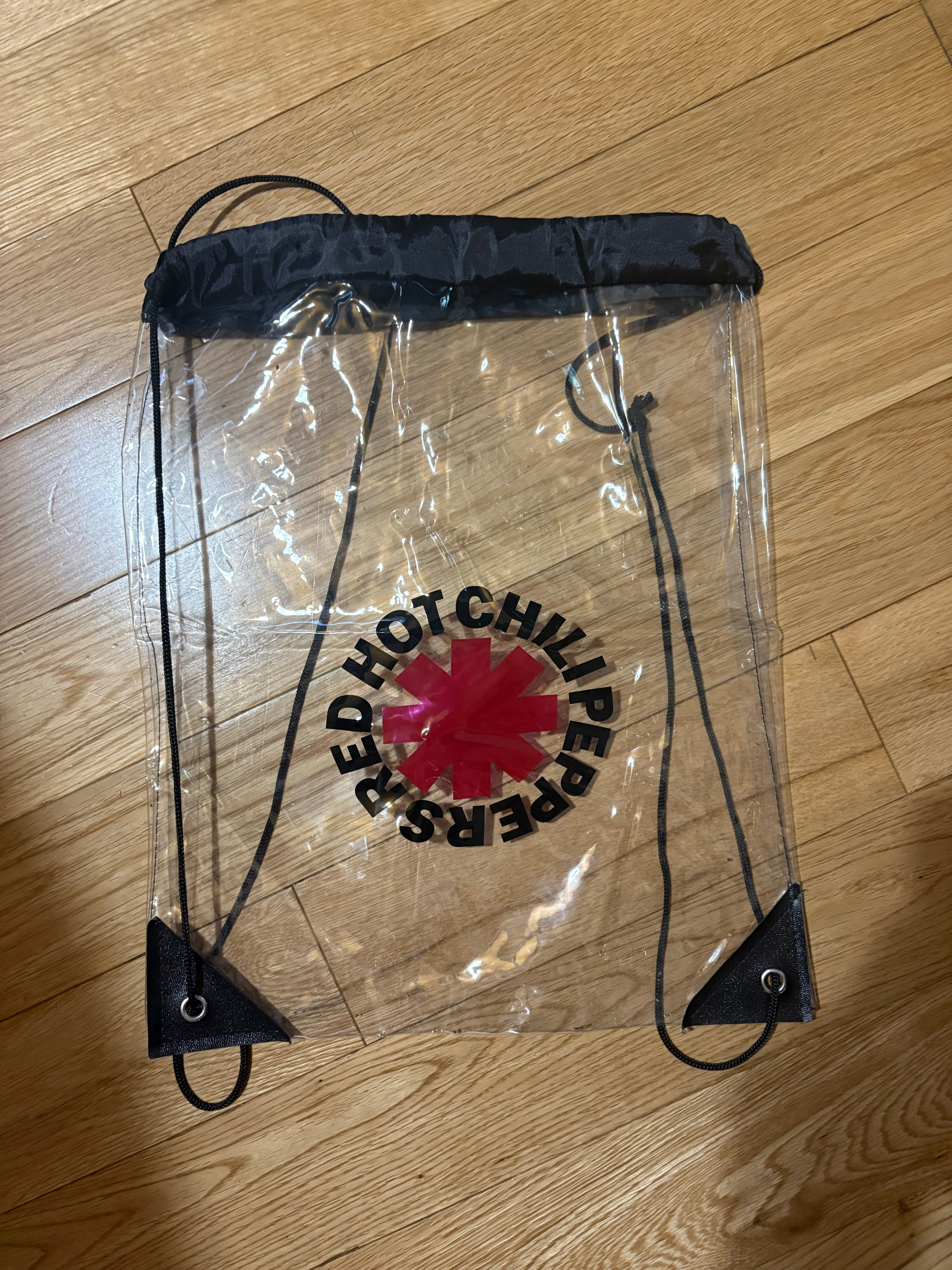 Red Hot Chili Peppers logo clear plastic cinch bag sackpack