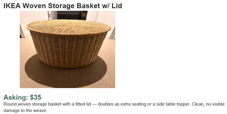 IKEA Woven Storage Basket w/ Lid