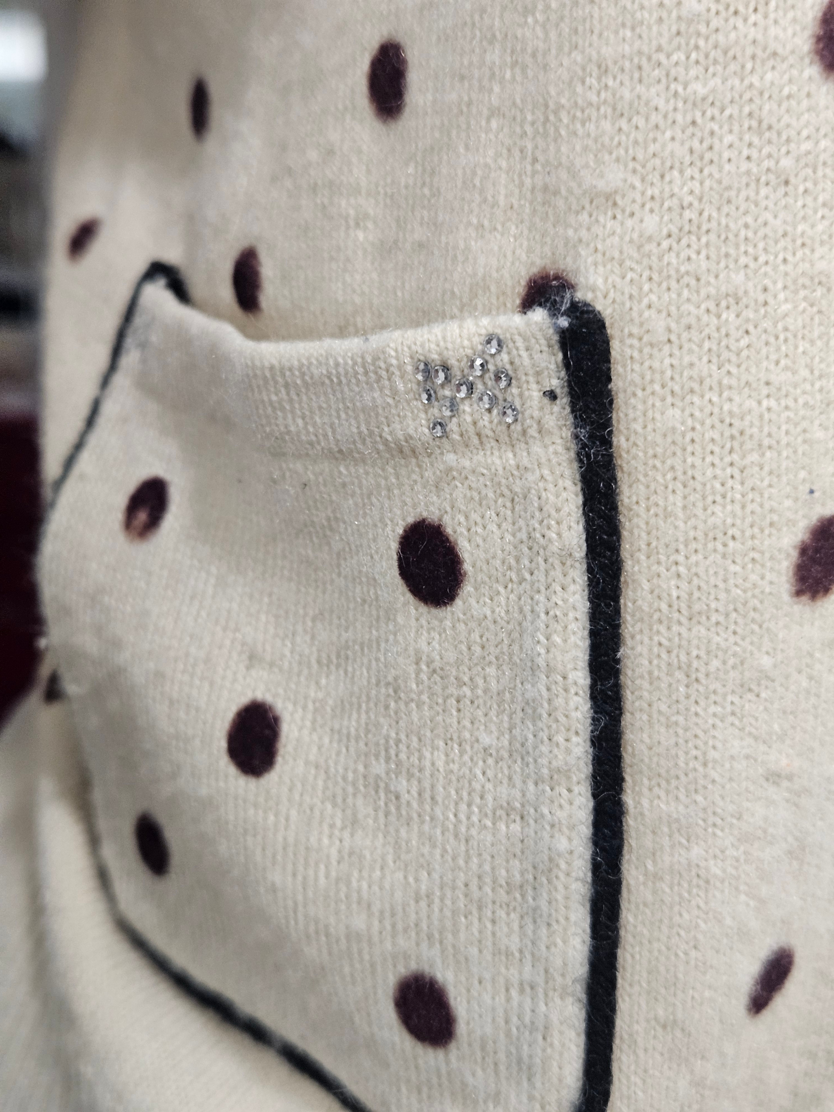 polka-dot cardigan with a faux fur collar - photo 3