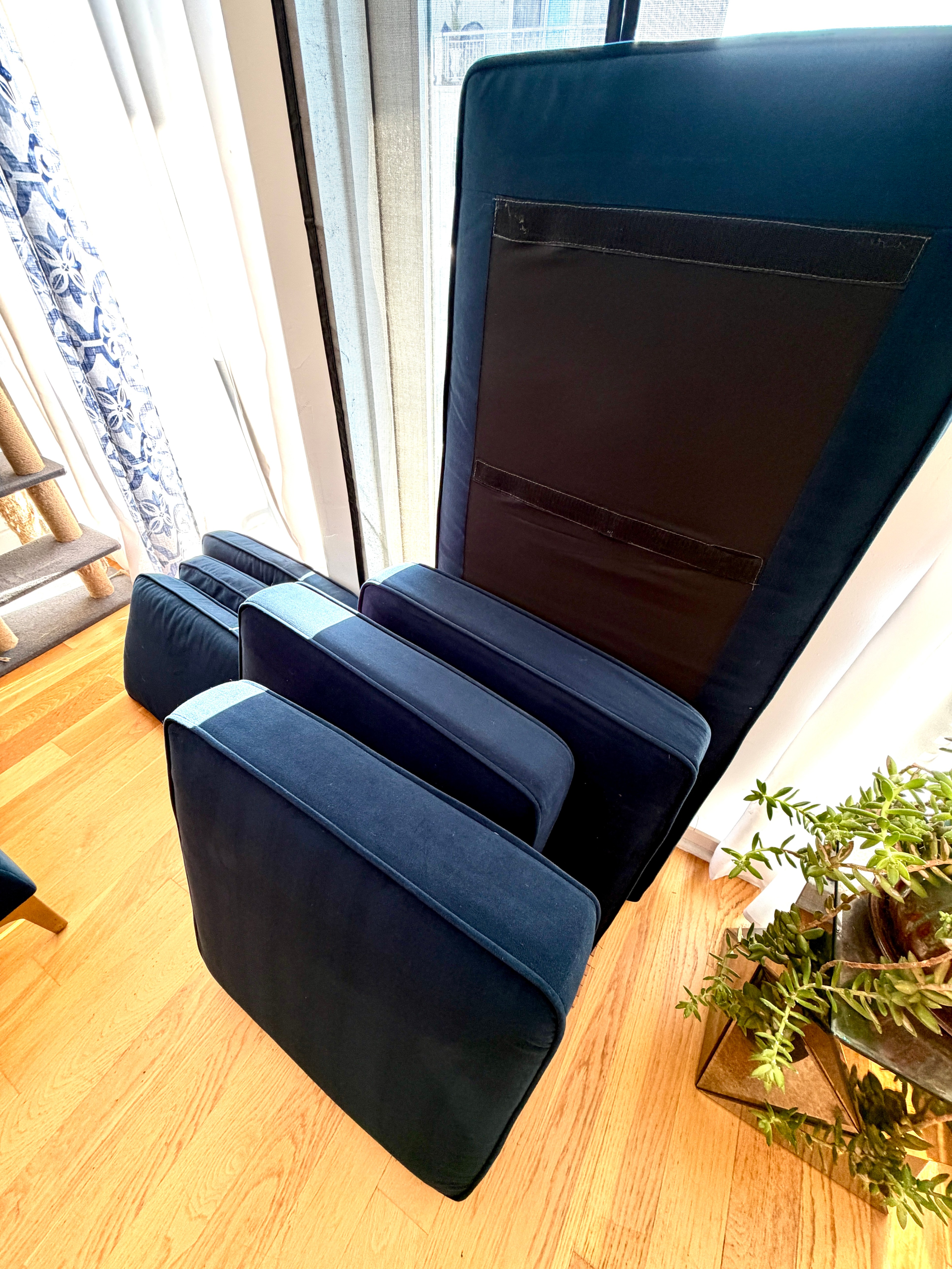 Burrow Nomad Velvet Sofa with Reversible Chaise 85" Navy Blue - photo 3