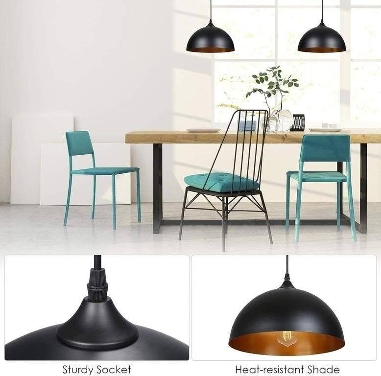 2 Pack Tomshine Plug in Light Pendant, Metal Dome Hanging Light - photo 3