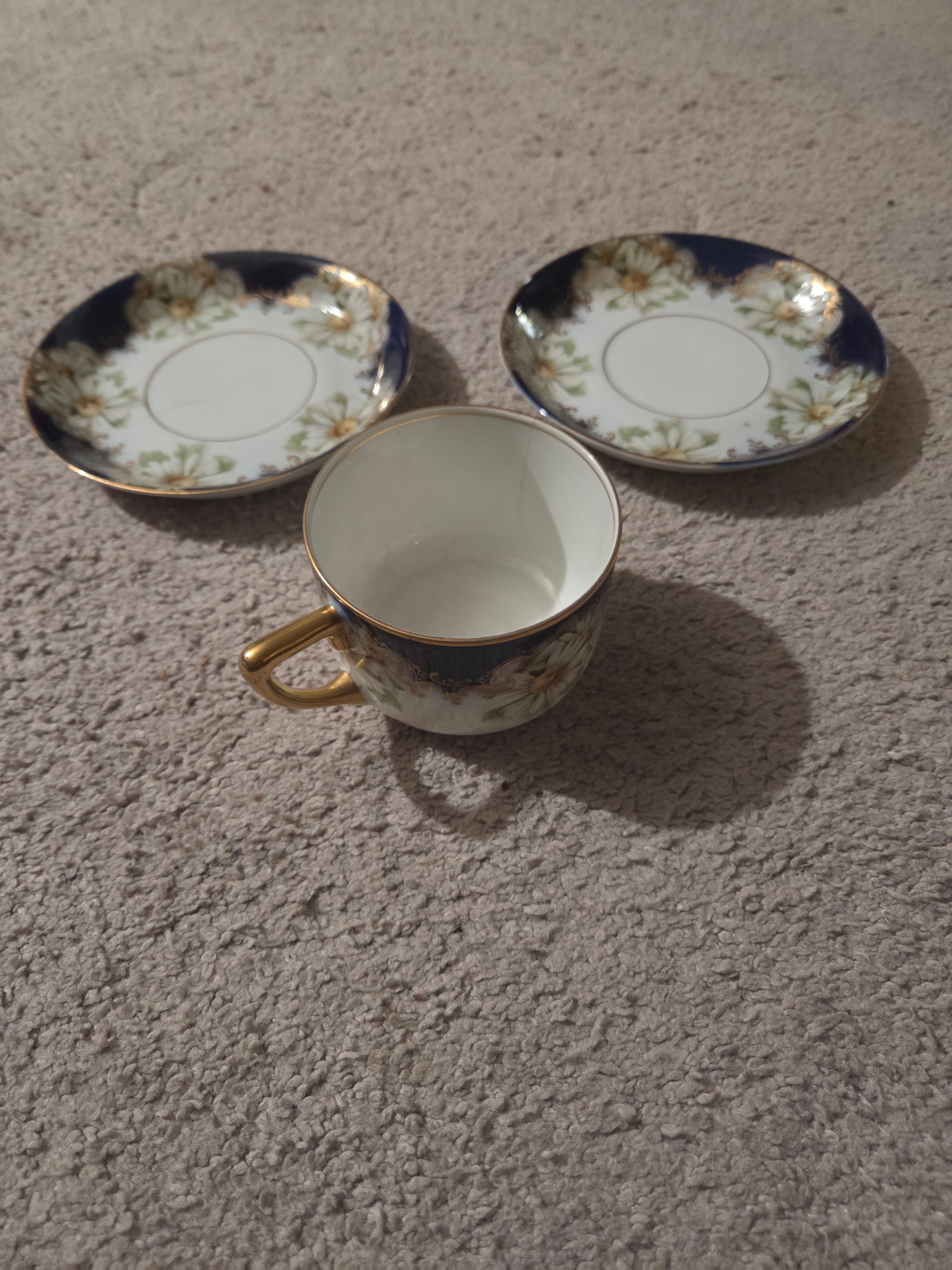 Vintage Rosenthal Fellmann Cobalt Blue Daisy Demitasse Set