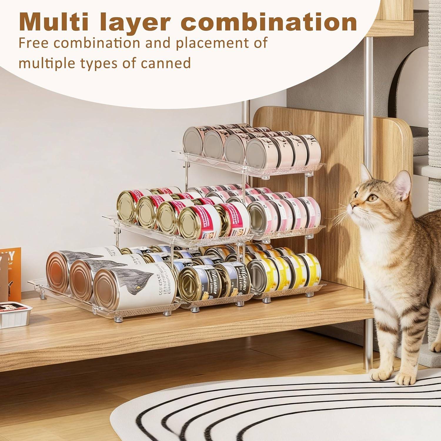 Jsyrjing 3-Tier Adjustable Cat Food Can Organizer – Clear - photo 4