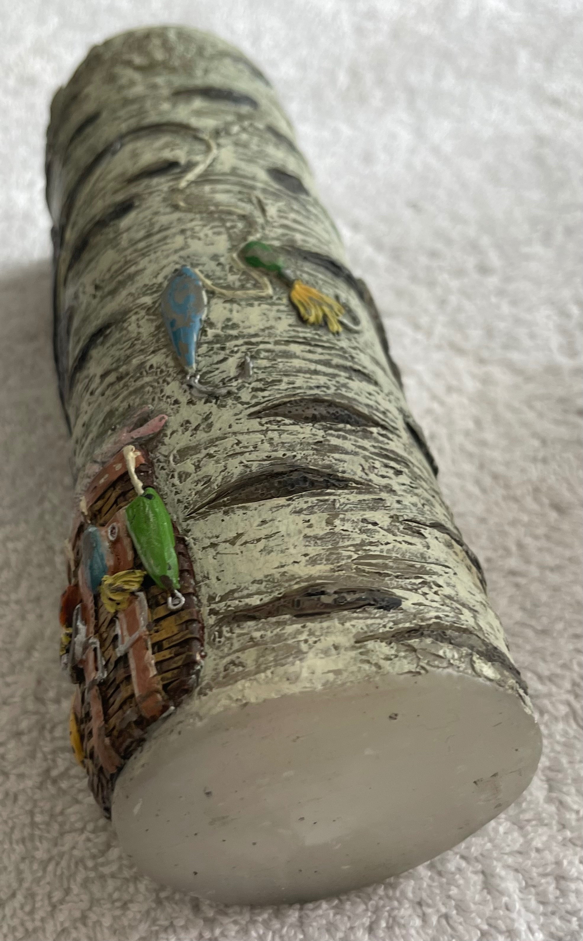Vintage Rustic Fishing Birch Bark Pillar Candle - photo 4