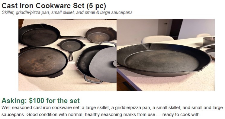 Cast Iron Cookware Set (5 pc)