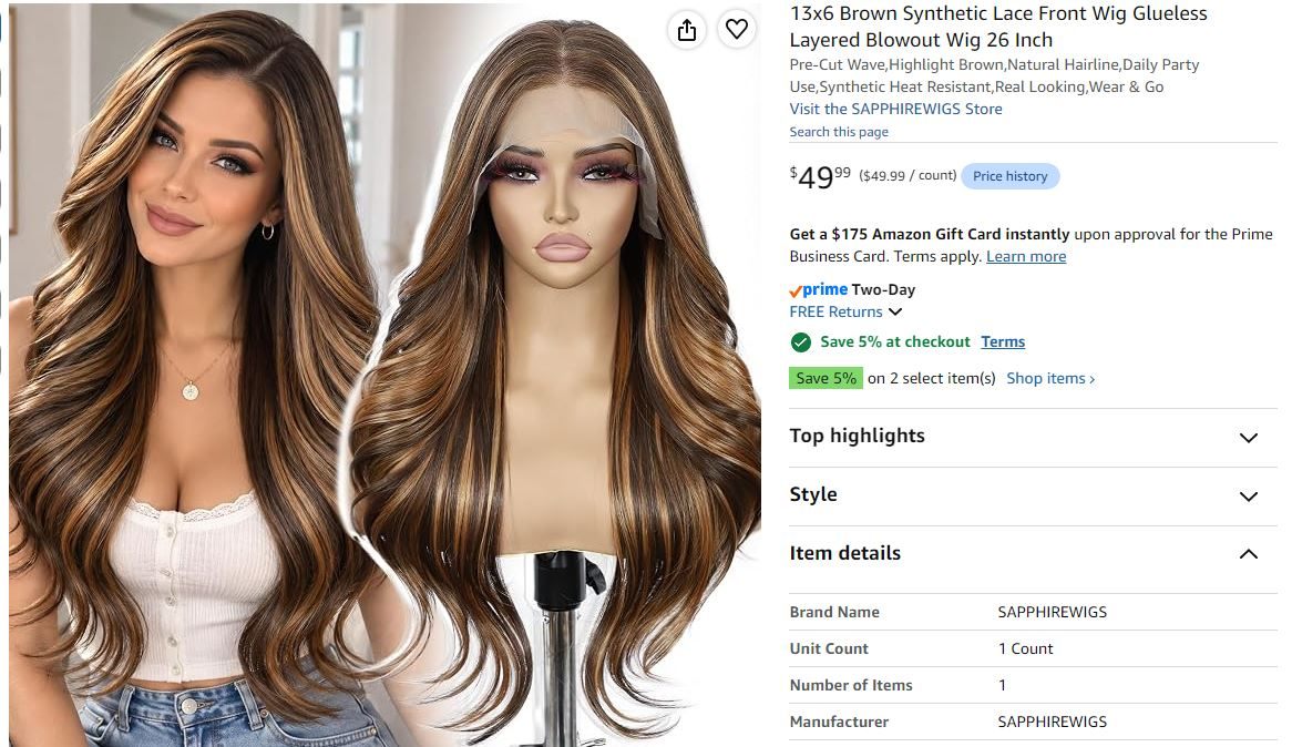 NEW~ 26" Brown Layered Blowout Lace Front Wig – 13x6 - photo 5