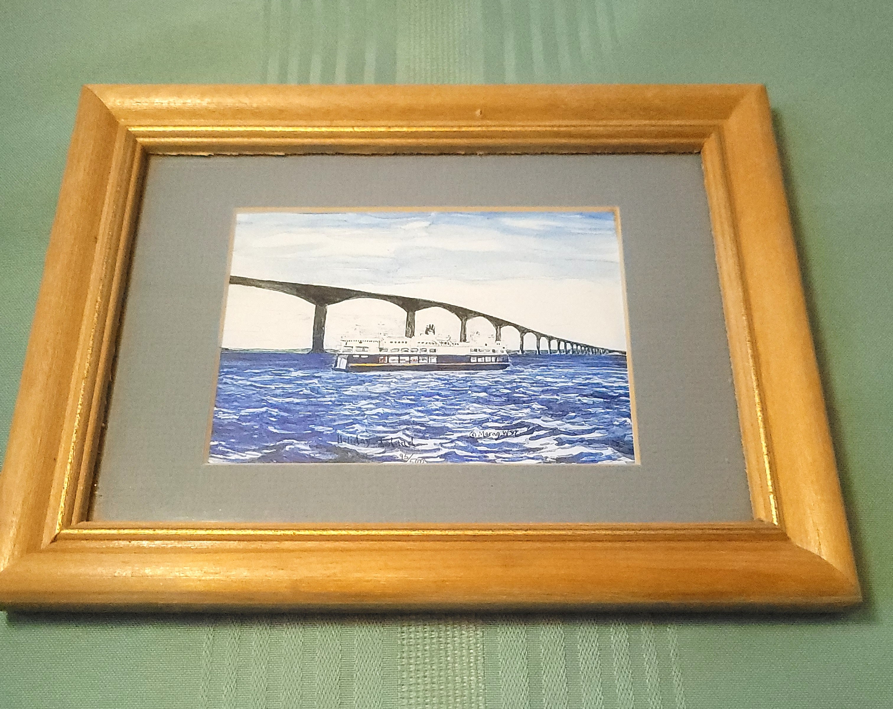 1997 Framed Confederation Bridge Holiday Island Ferry Art Print