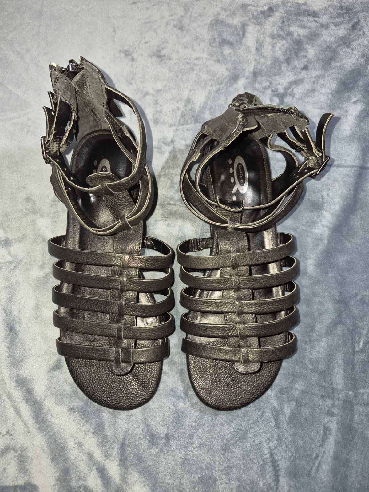 Denver Hayes Quad Comfort Black Gladiator Sandals Size 6.5/7