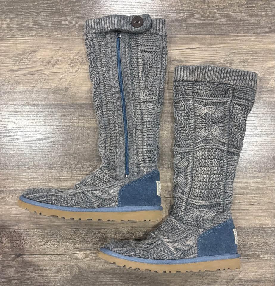 UGG Australia Patchwork Knit Lattice Cardy Tall Boot - US 5