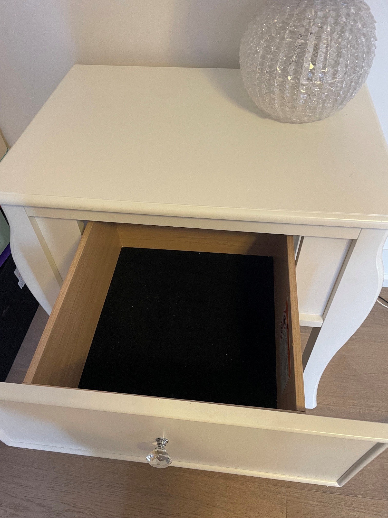 White Nightstand with Drawer - photo 3