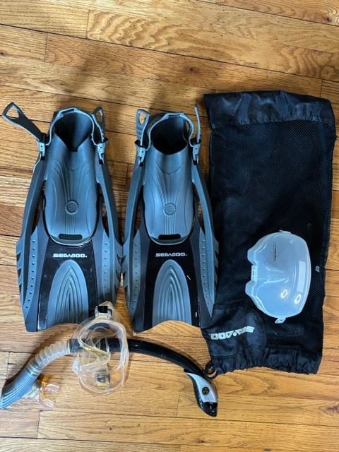 Sea-Doo Snorkeling Set with Fins, Mask, Snorkel, Case and Bag