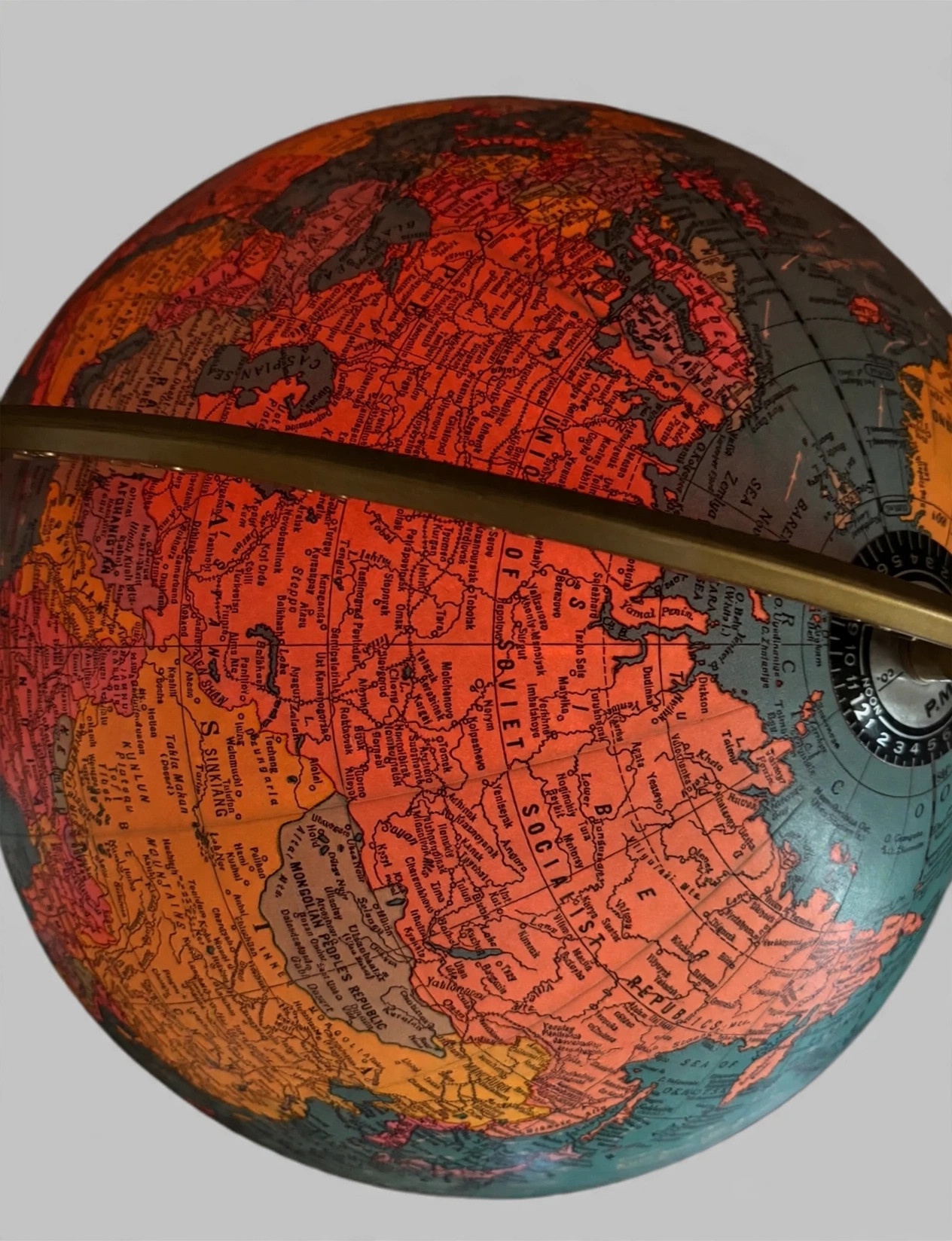 Cram's 12in Illuminated World Globe Plasti-Lite Gold Base