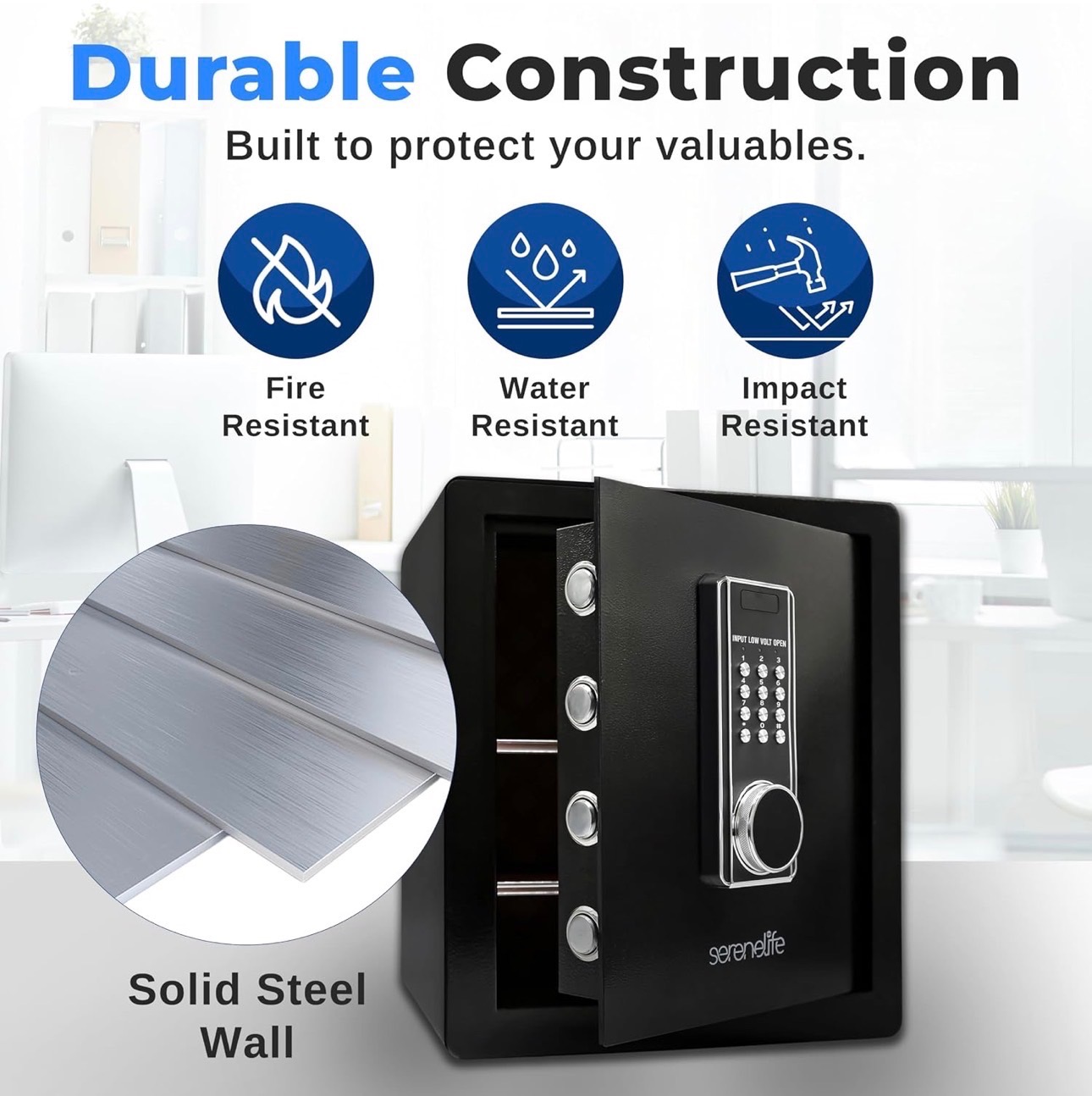 Electronic Digital Safe Box Dual Alarm System Hidden Keyhole - photo 4