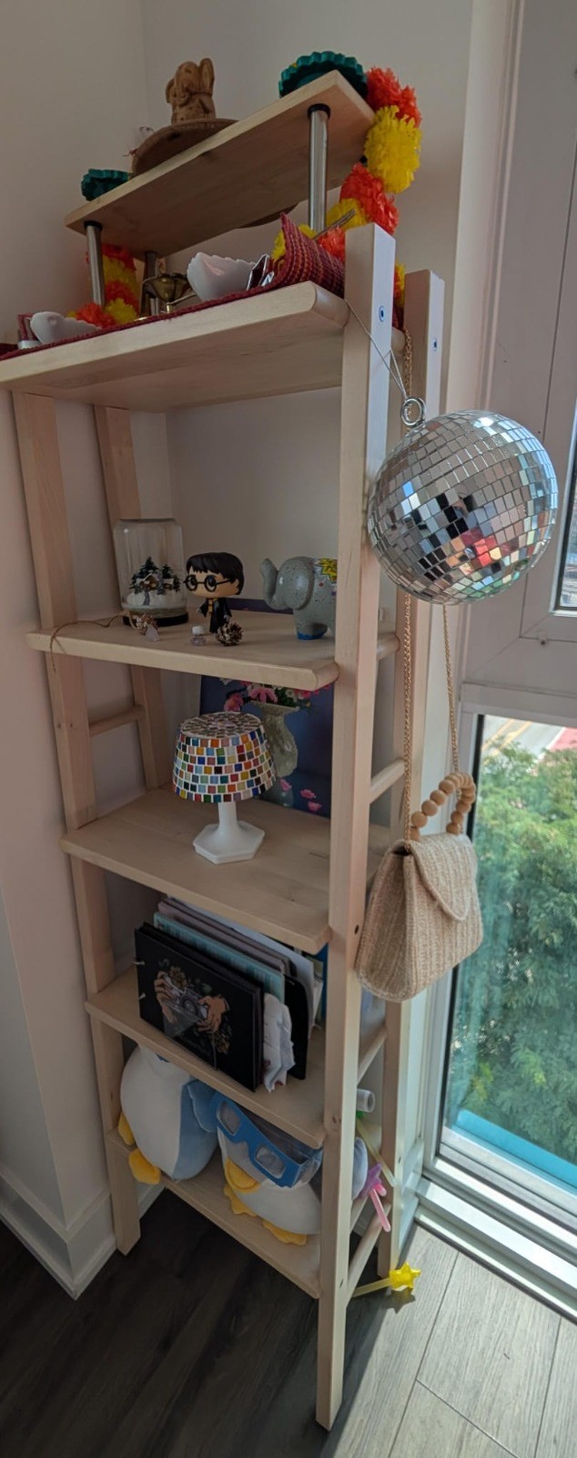 Ladder-Style Shelving Unit - Natural Wood - photo 2