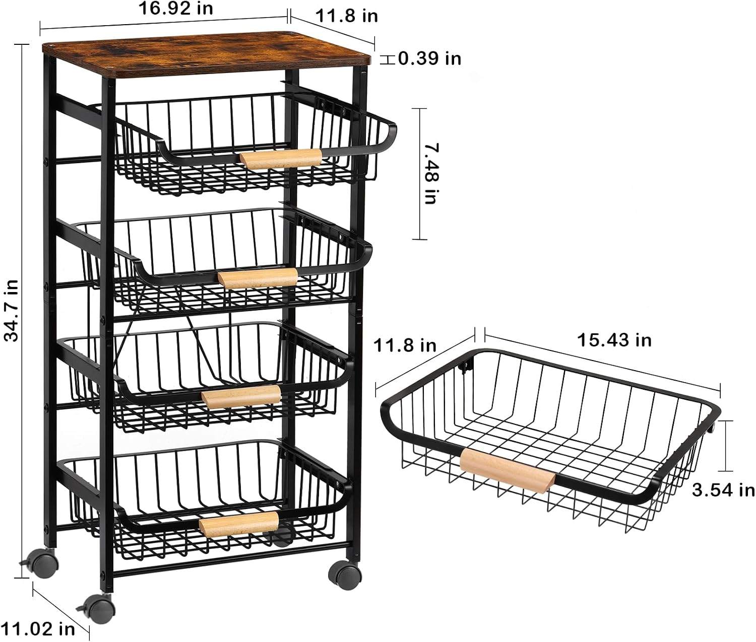 Kitchen Storage Rolling Cart - 5 Tier - photo 2