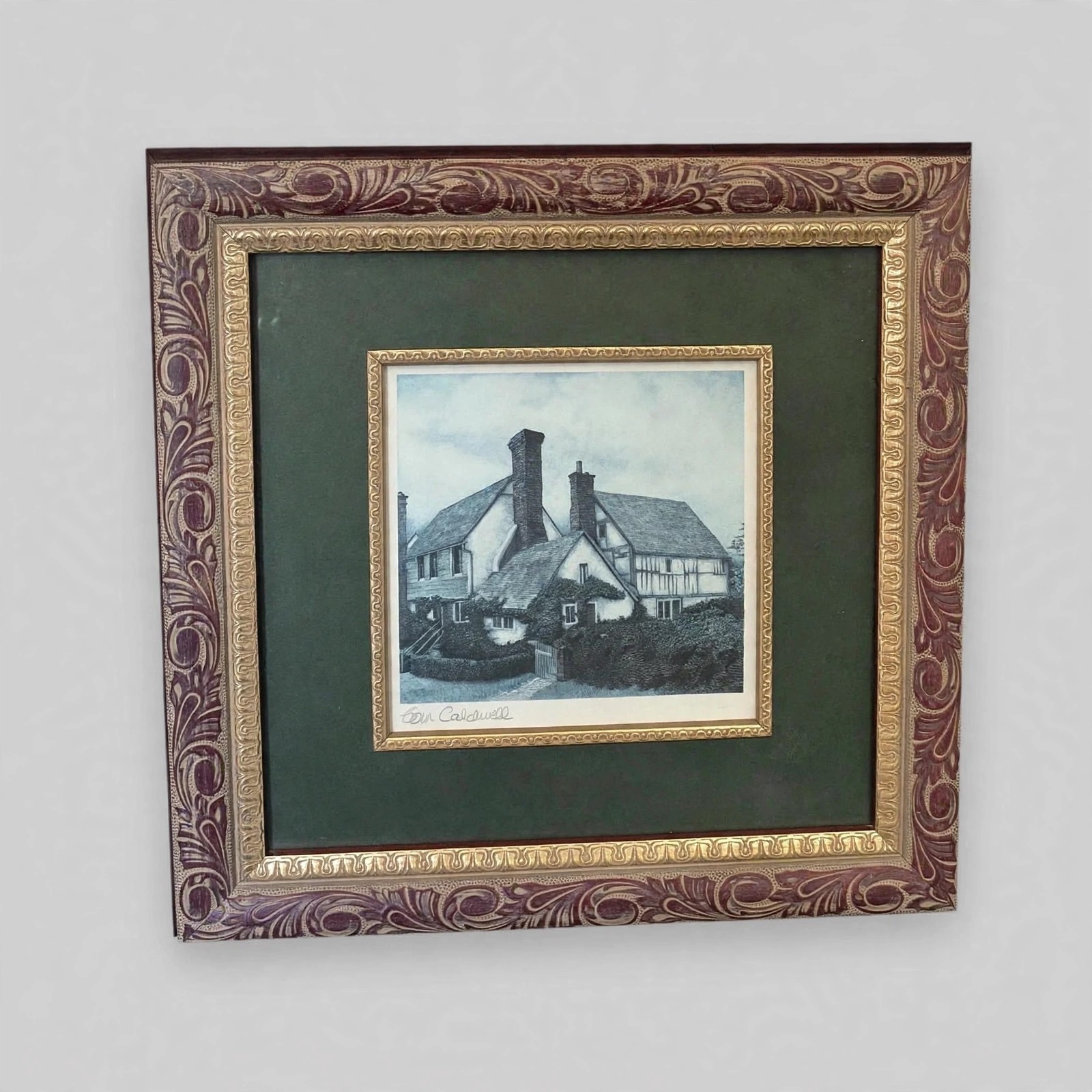 Tom Caldwell Framed Cottage Print Vintage Wall Art