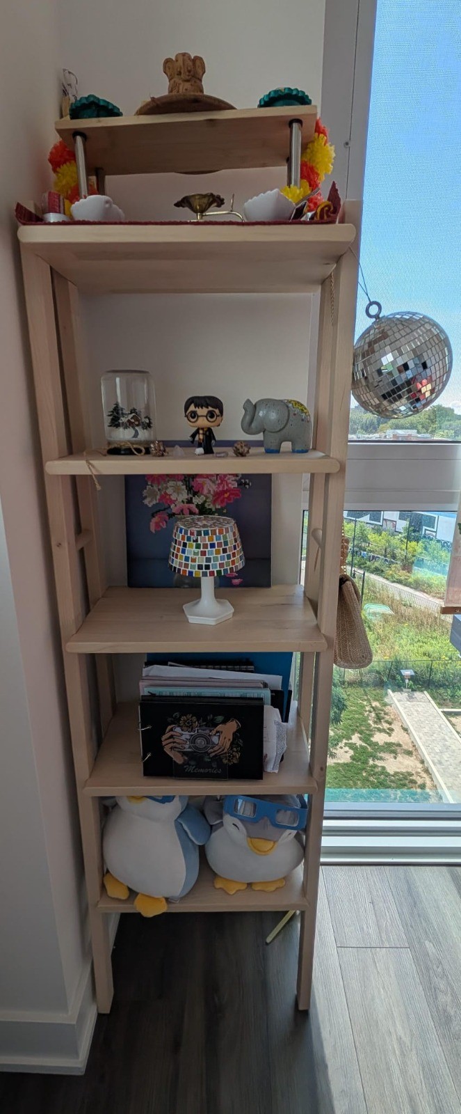 Ladder-Style Shelving Unit - Natural Wood