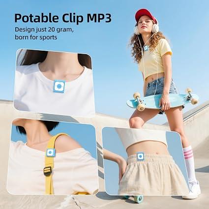 Mini Clip MP3 Player with Bluetooth 5.3 & FM Radio (Blue) - photo 5