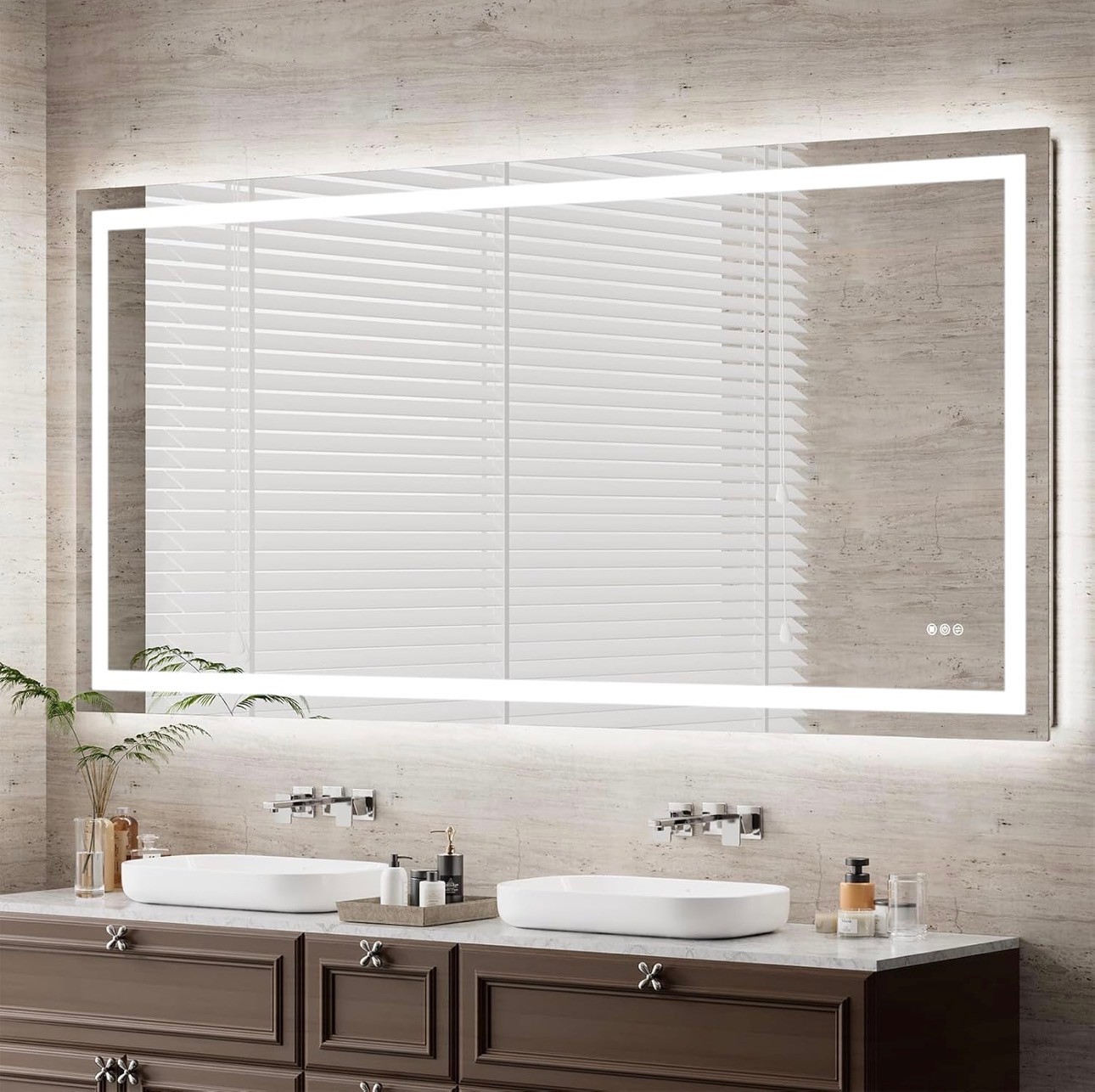 LED Bathroom Mirror 84"x40" Frontlit & Backlit Anti Fog - photo 2