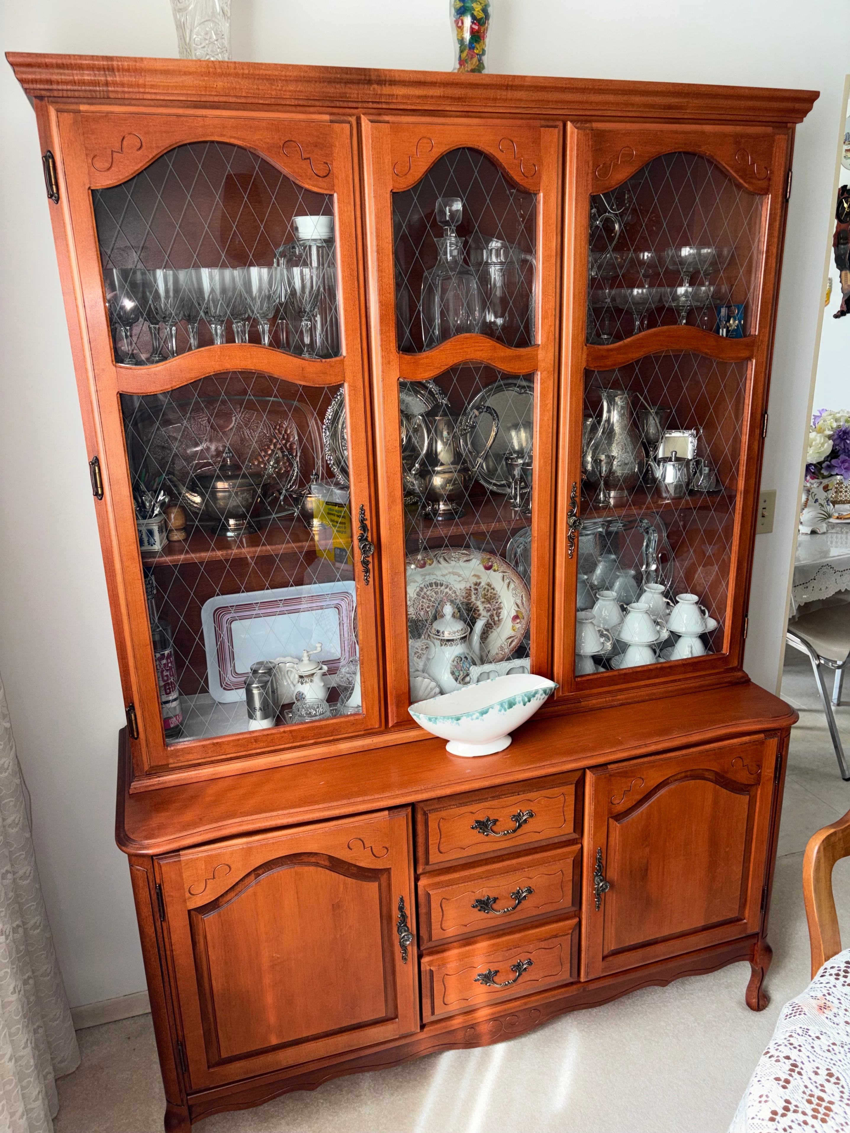 Wooden China Cabinet with Glass Doors
