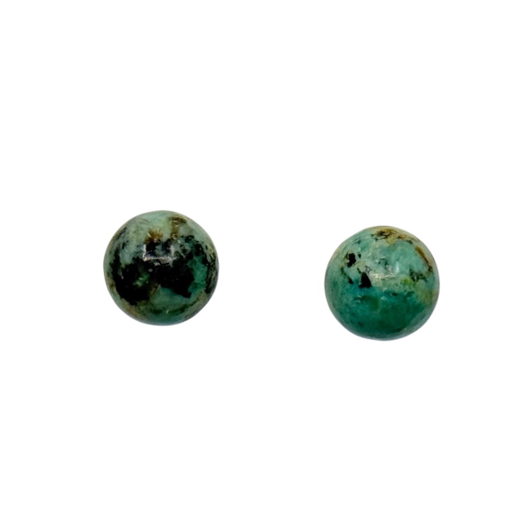 Hand Made sterling silver turquoise bead stud earrings - photo 2