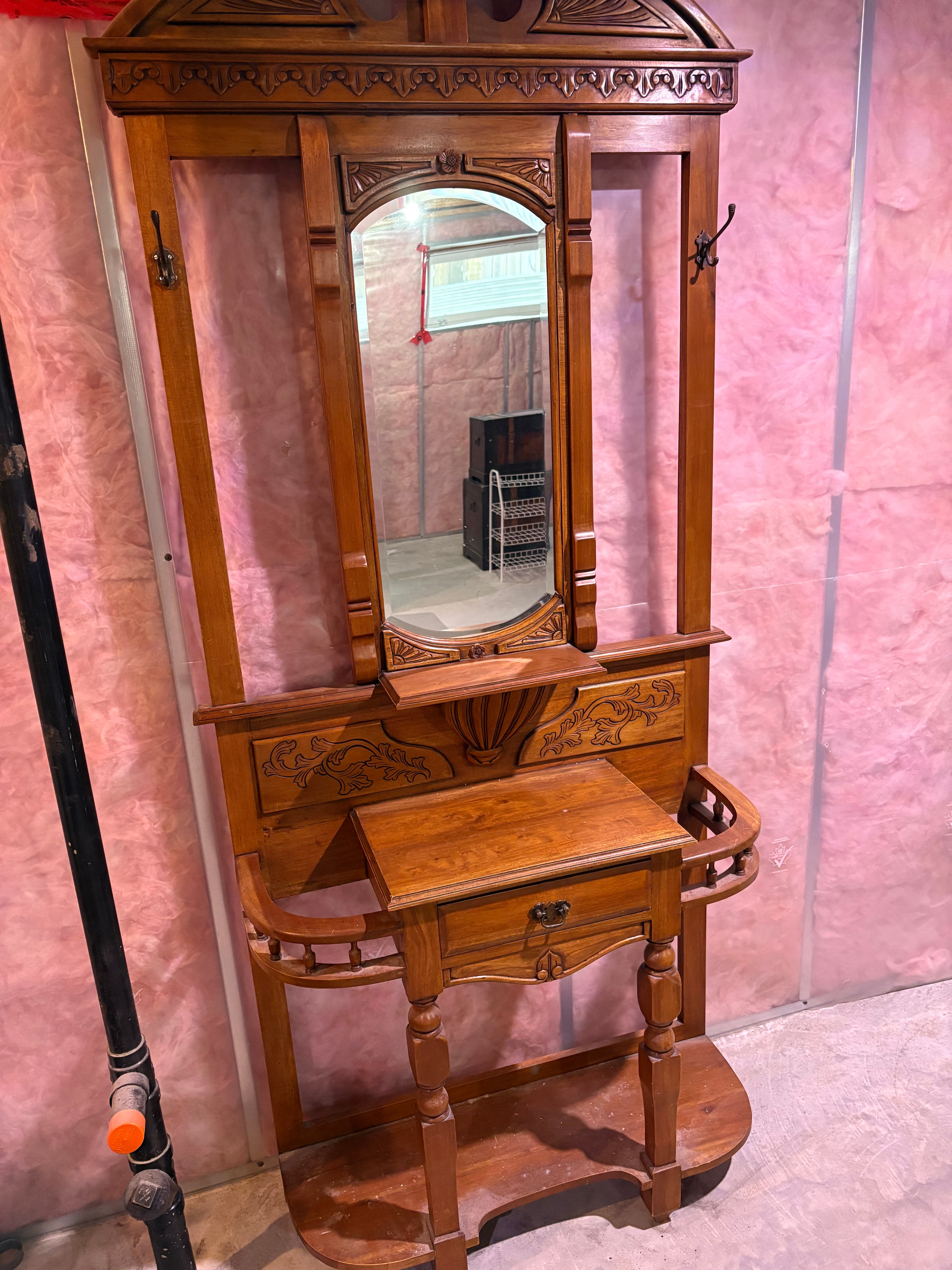 Antique Victorian Style Solid Wood Hallway Stand - photo 2