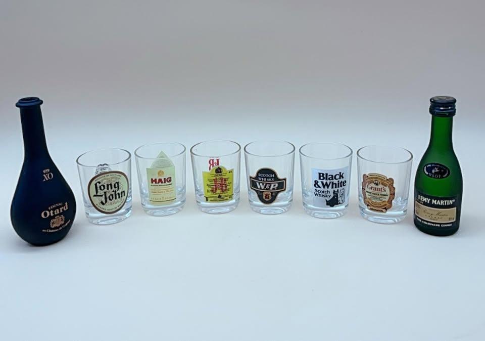 6 Whisky glasses  & bottles with  logos - photo 3