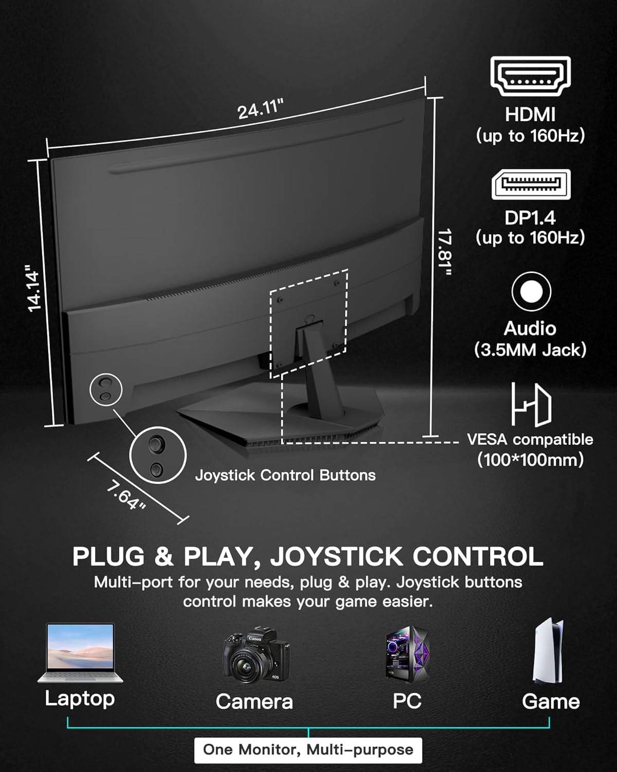 SANSUI 27-Inch Curved 160Hz Gaming Monitor (Model ES-G27C1L) - photo 5