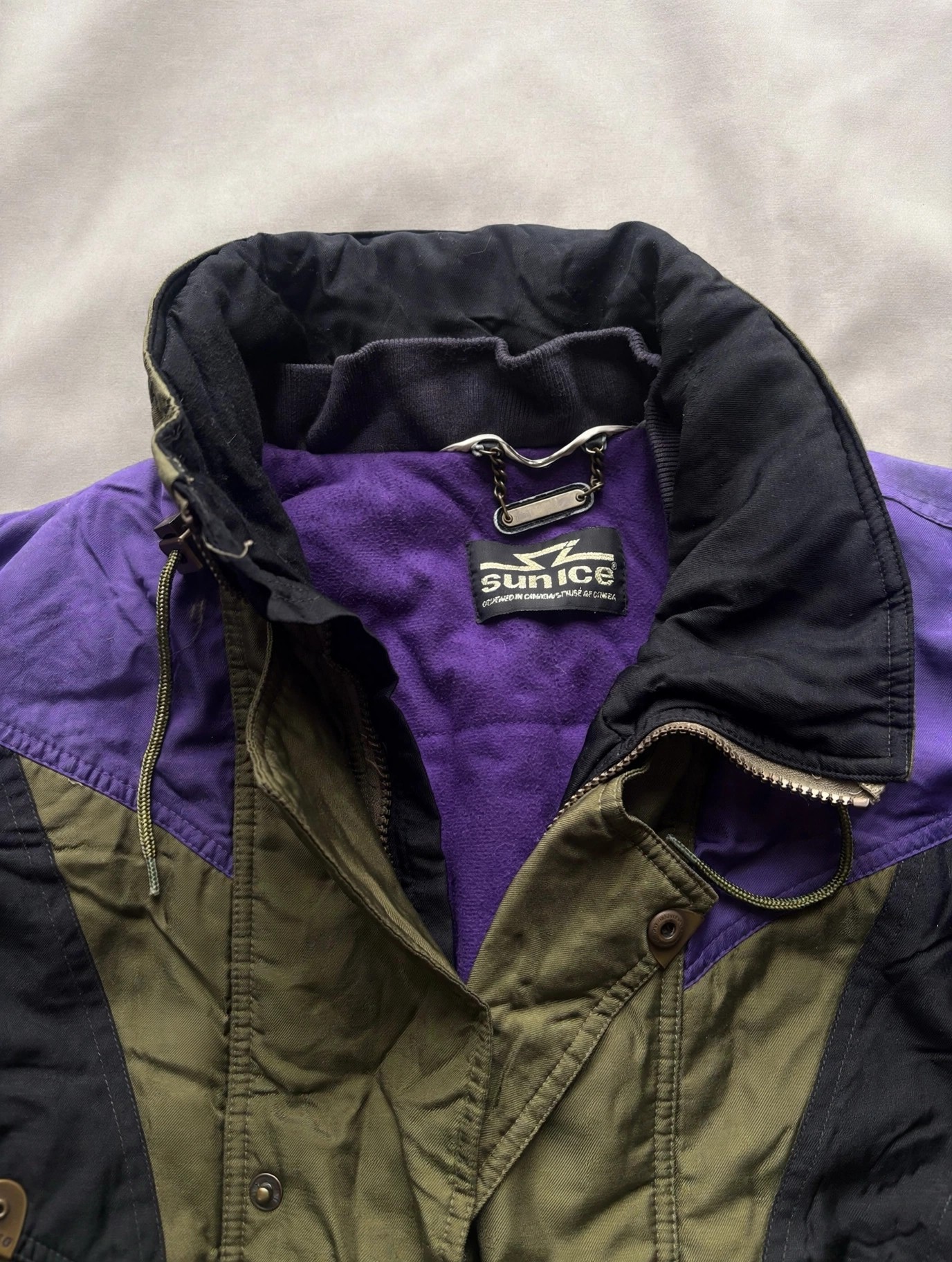 Vintage 90s SunIce Colorblock Nylon Ski Windbreaker Green Purple - photo 2