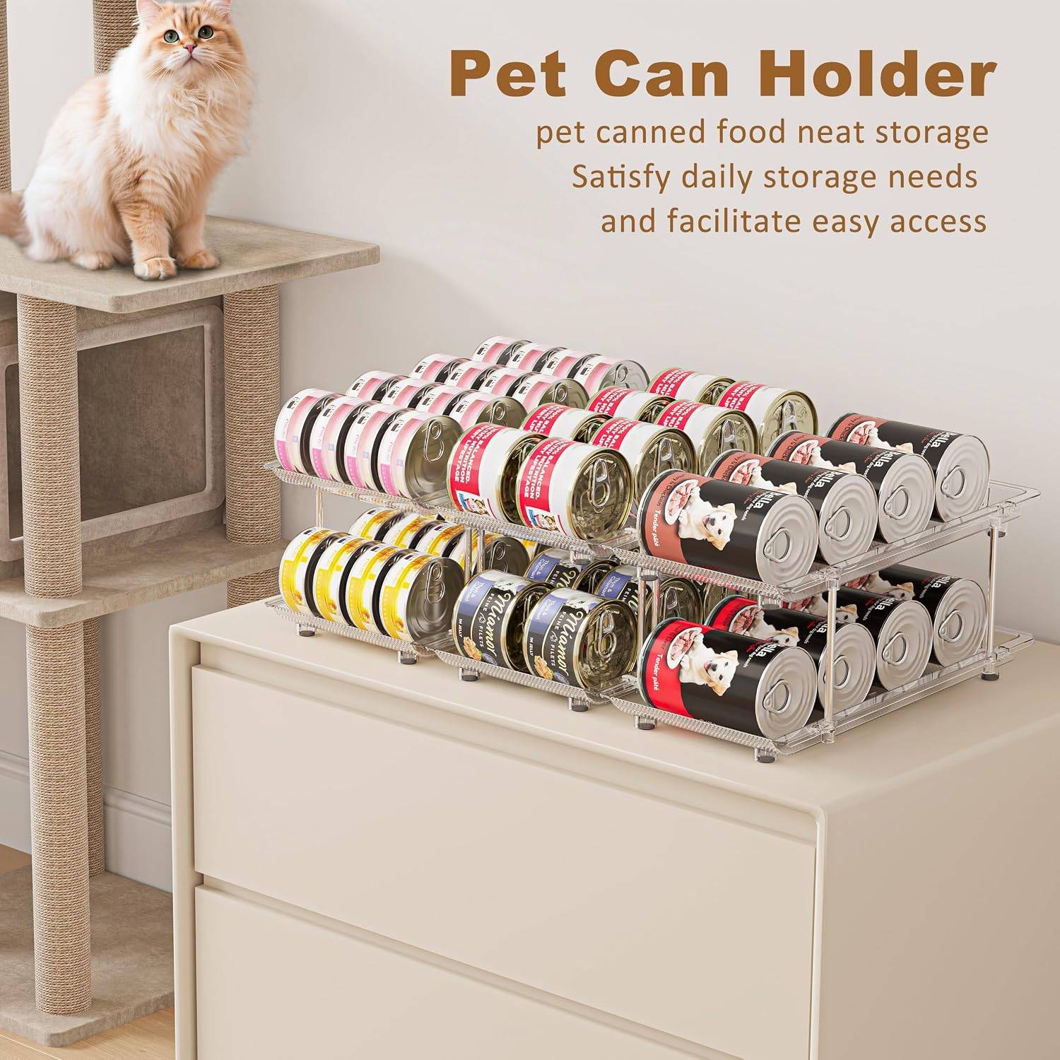 Jsyrjing 3-Tier Adjustable Cat Food Can Organizer – Clear - photo 3