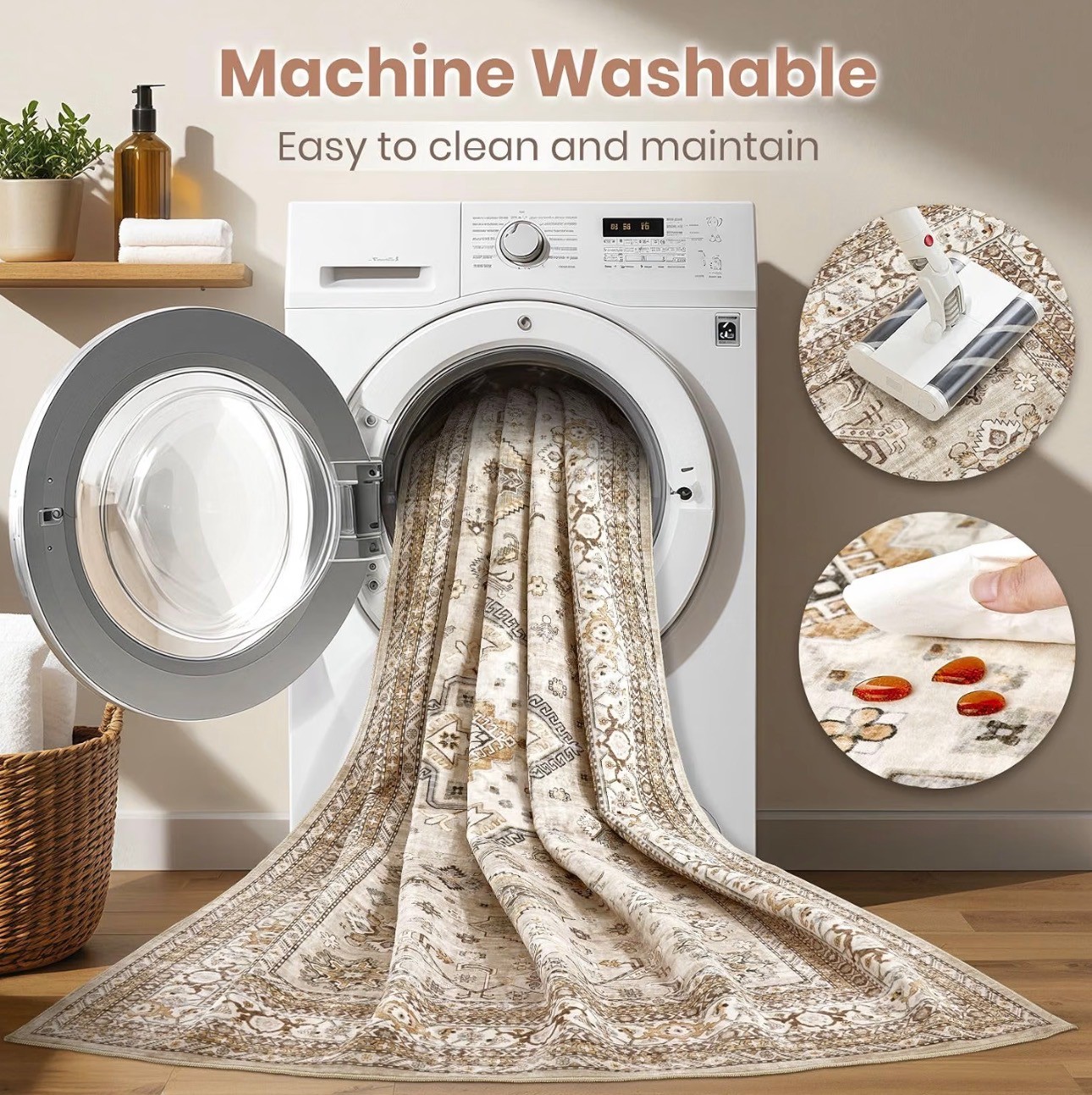 9x12' Area Rug Washable Soft Distressed Oriental Design - photo 3