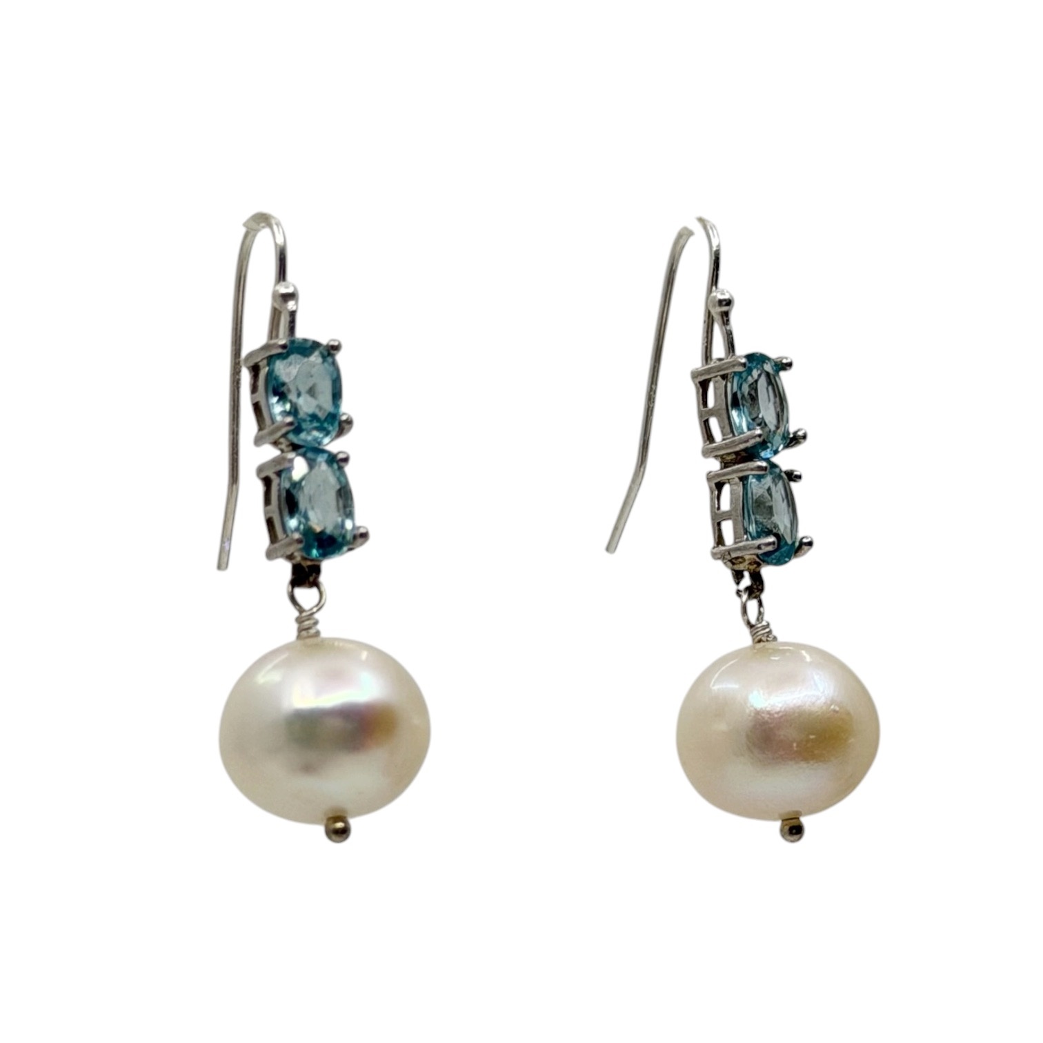 sterling silver blue topaz pearl earrings - GM5 - photo 2