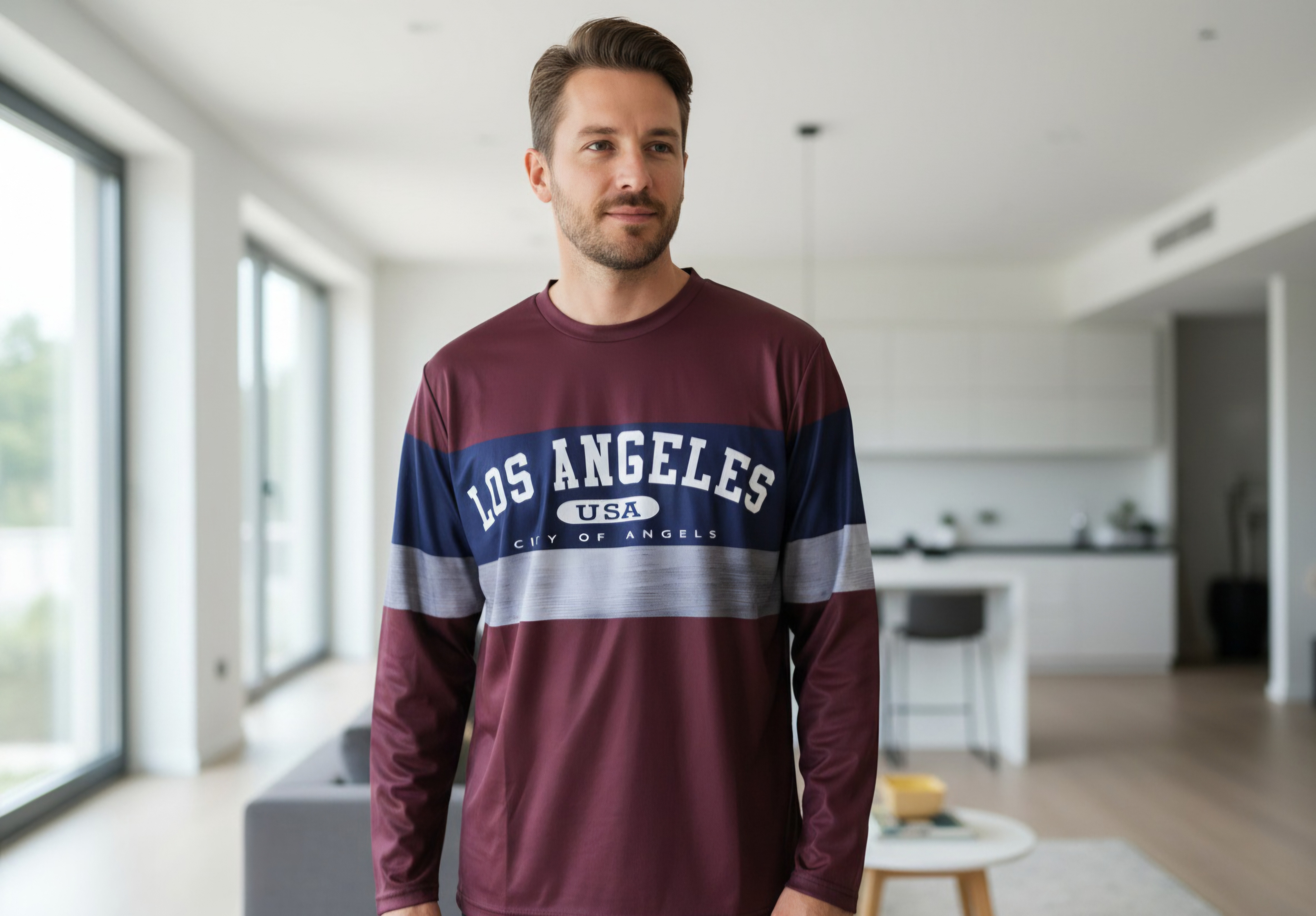 BRAND NEW MEN'S LONG SLEEVE T-SHIRT (2XL - MAROON) - photo 2