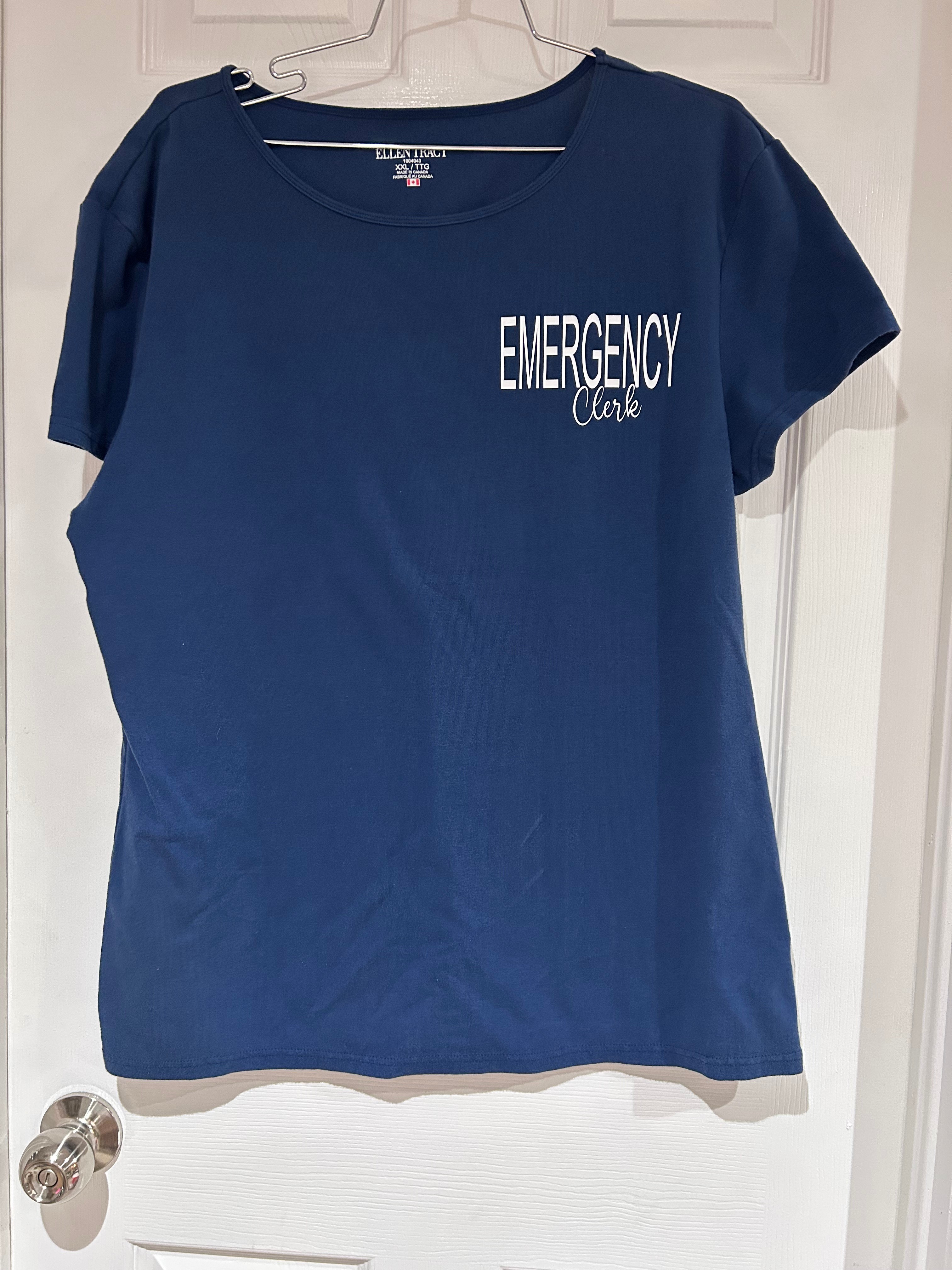Emergency Clerk Navy Tee Like NEW