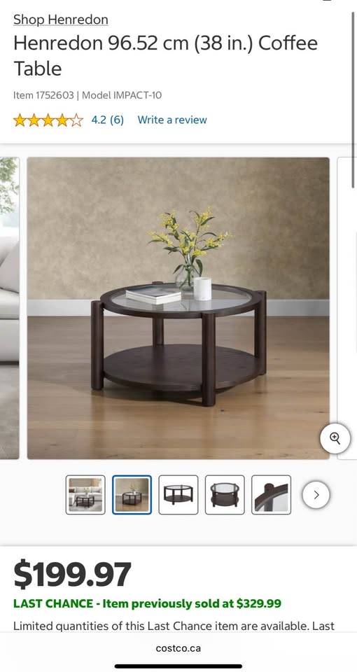 COSTCO "Henredon" 38" Coffe Table - photo 2