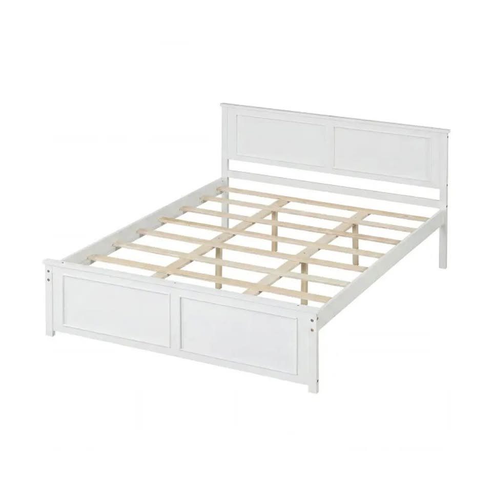 BNIB White Queen Size Platform Bed Frame with Headboard - photo 2